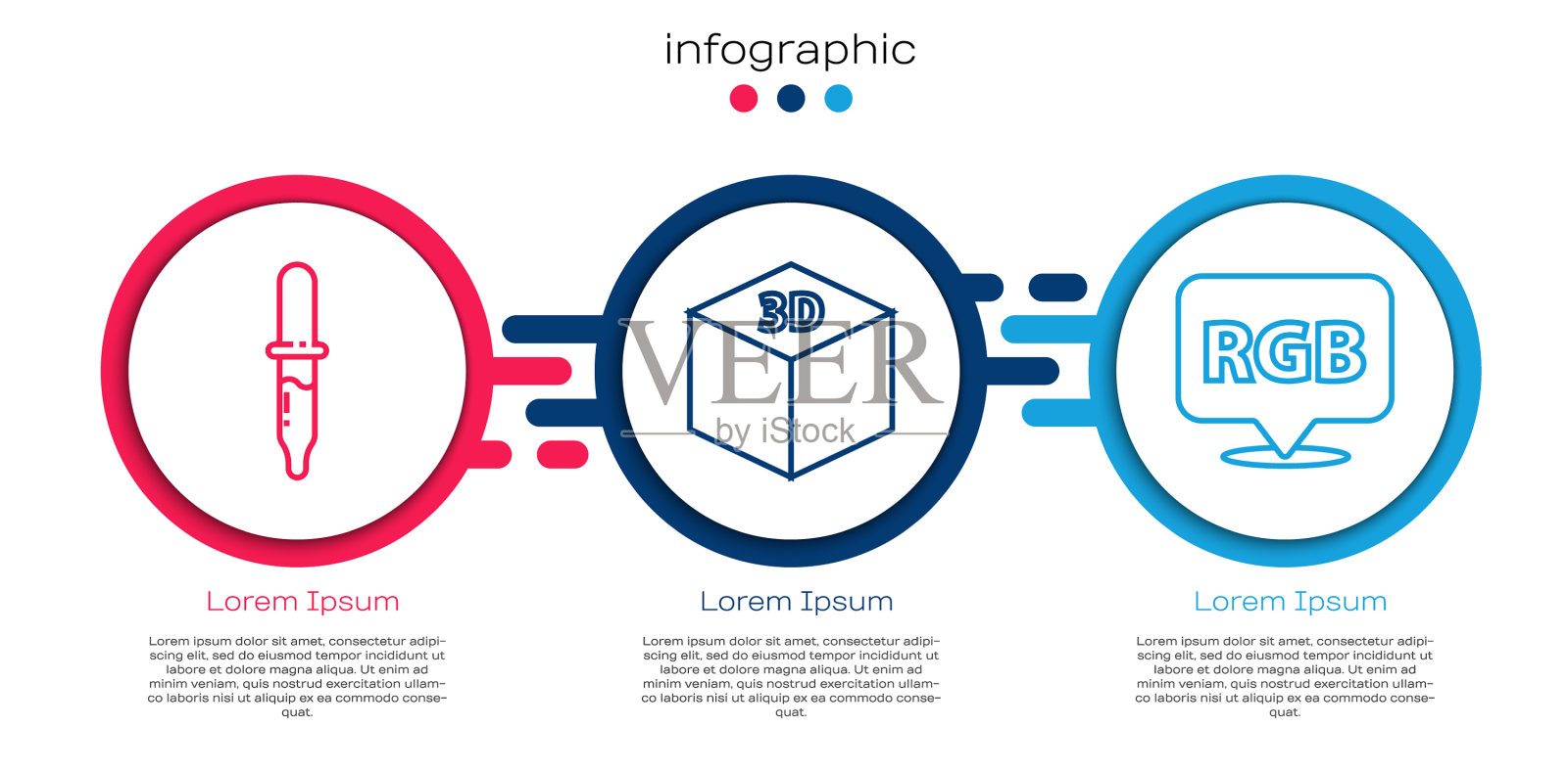 设线吸量管等距立方体和语音气泡插画图片素材