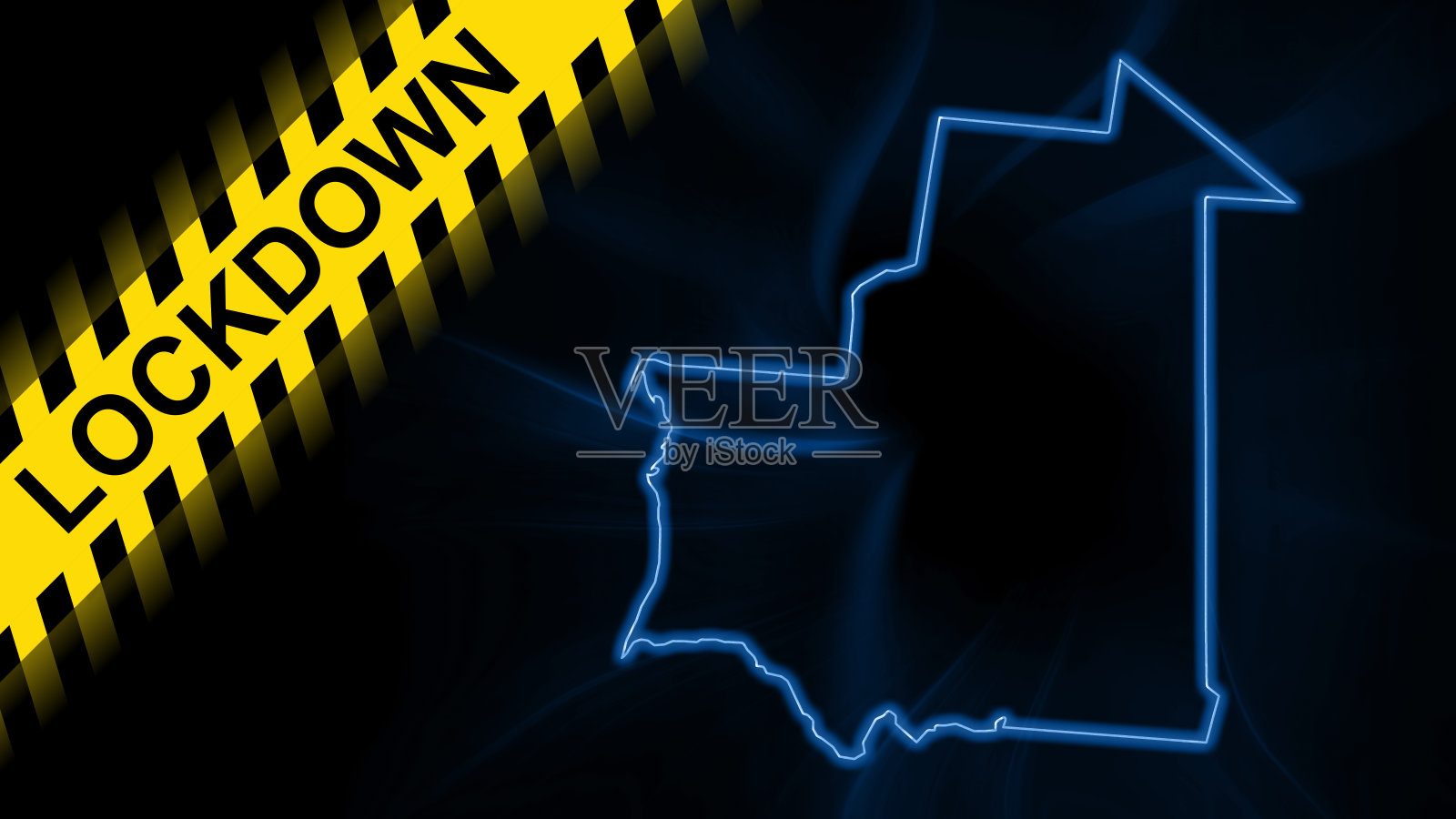 封锁毛里塔尼亚，概述冠状病毒，疫情隔离插画图片素材