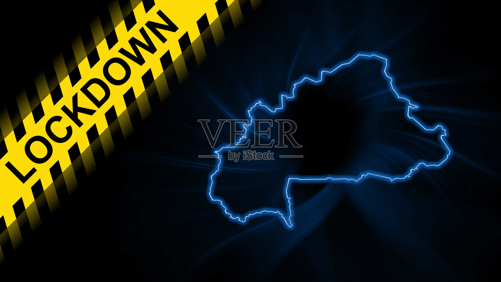 封锁布基纳法索，冠状病毒概要地图，疫情隔离插画图片素材