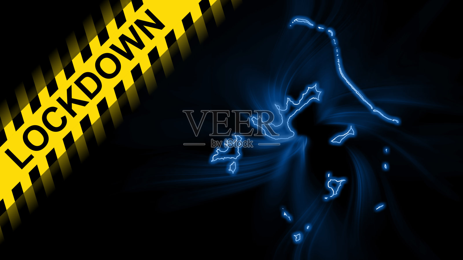 封锁法属波利尼西亚，概述冠状病毒，疫情隔离插画图片素材