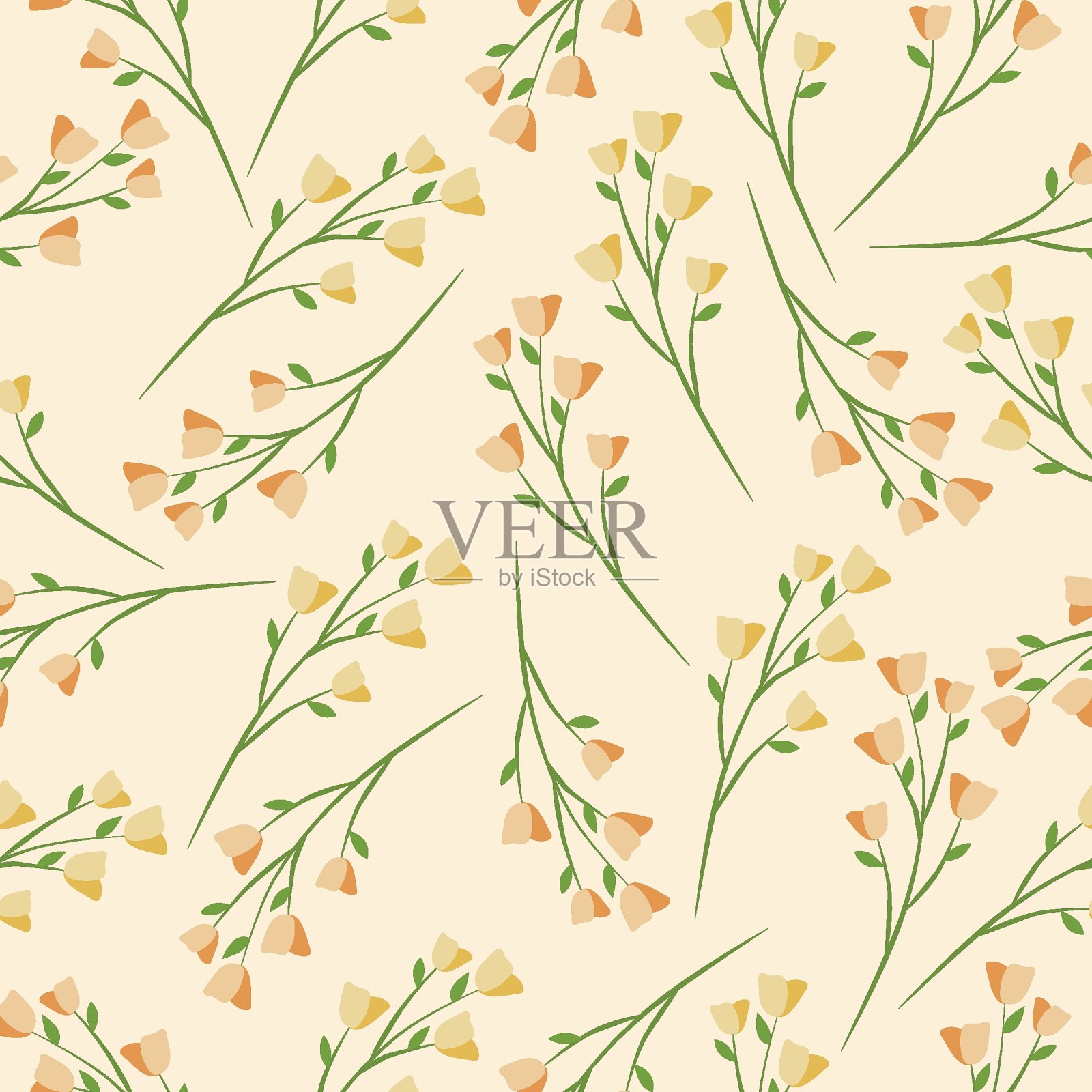 一套简单的春天花卉图案插画图片素材