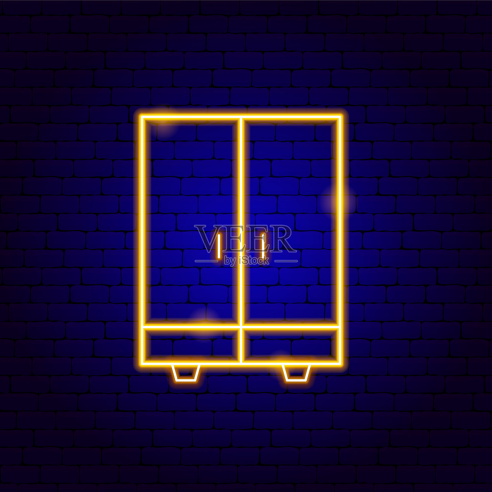 橱柜霓虹灯插画图片素材