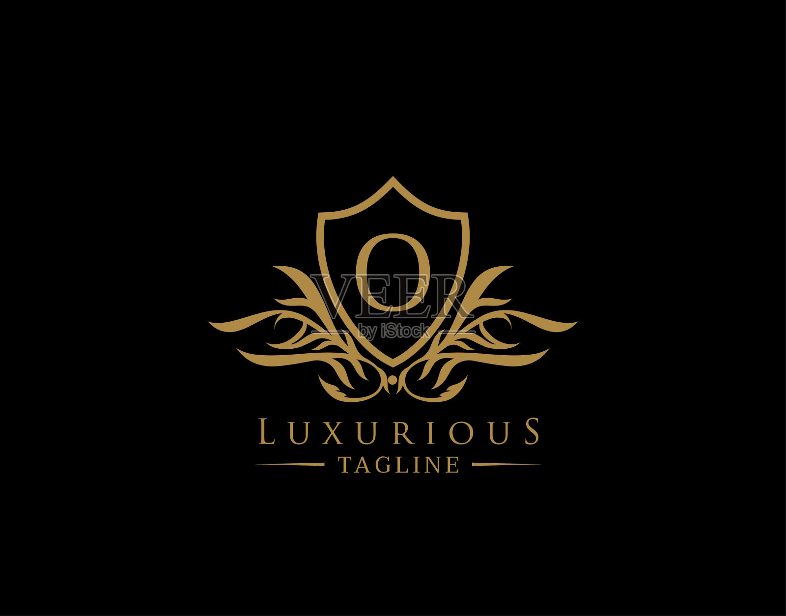 经典盾O标志设计。插画图片素材