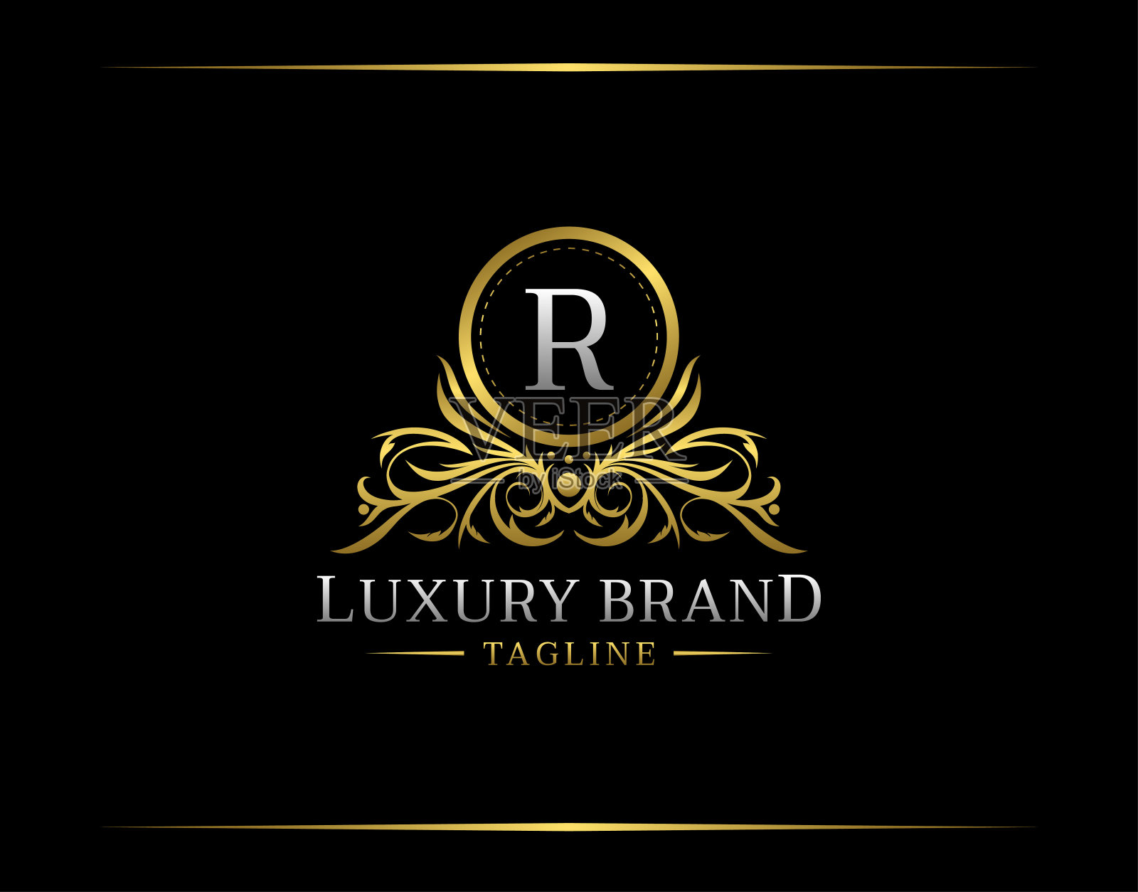 奢侈品精品店R字母图标设计。插画图片素材