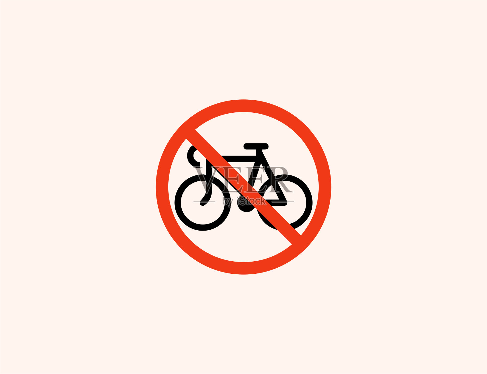 没有自行车矢量图标。不允许自行车。孤立无自行车标志平坦，彩色插图符号-向量图标素材