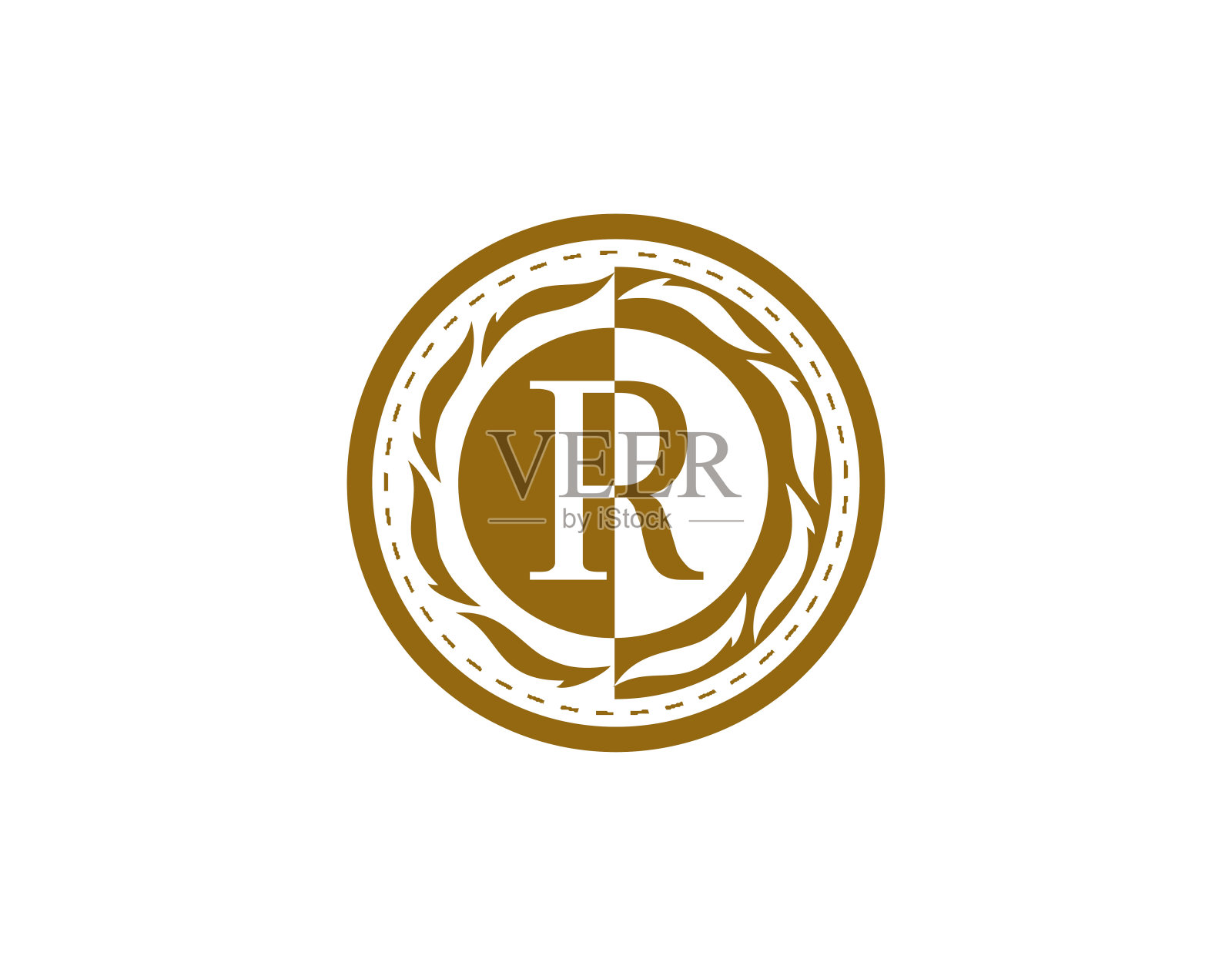 豪华黄金书法R字母矢量设计。设计元素图片