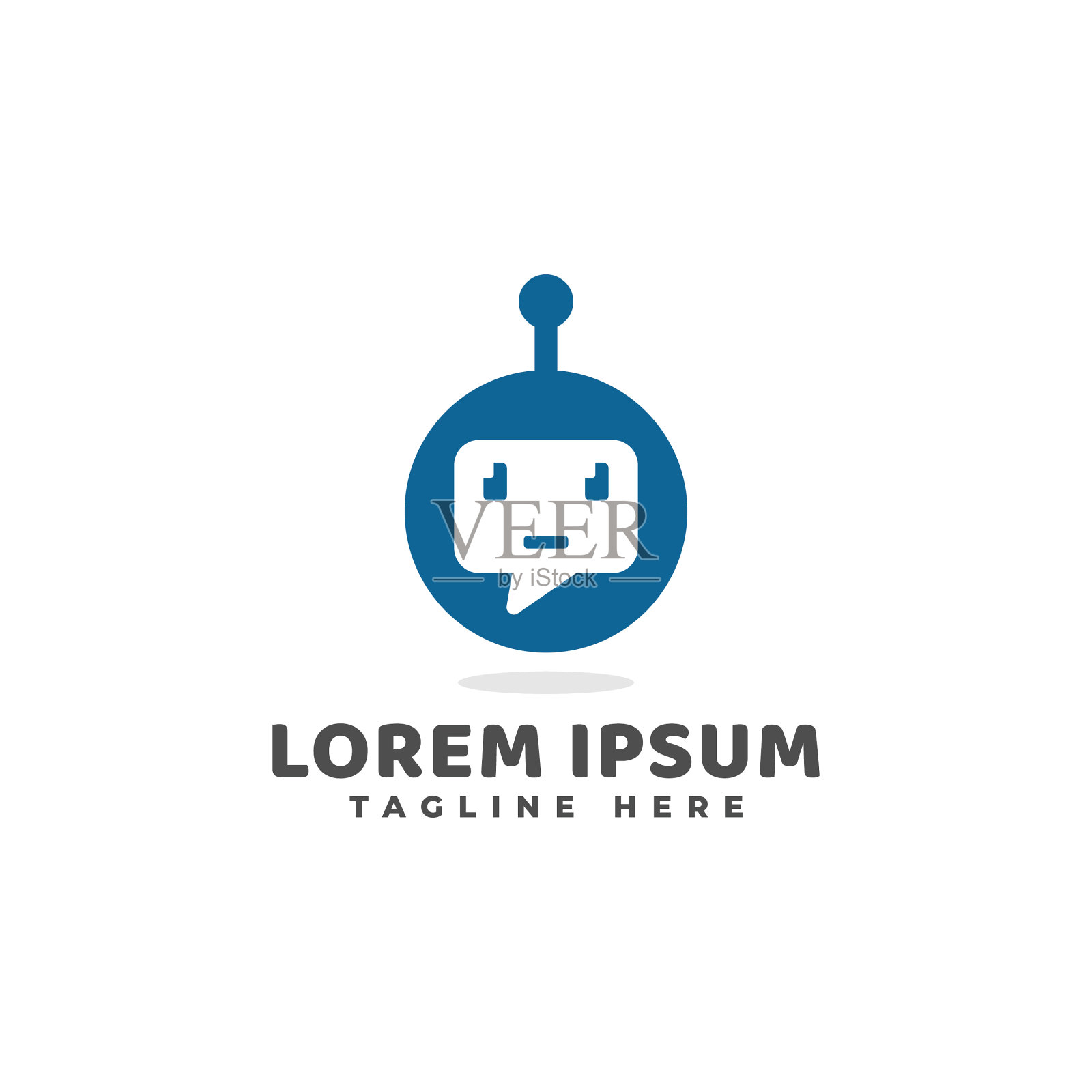 聊天气泡与机器人头的技术社交插画图片素材