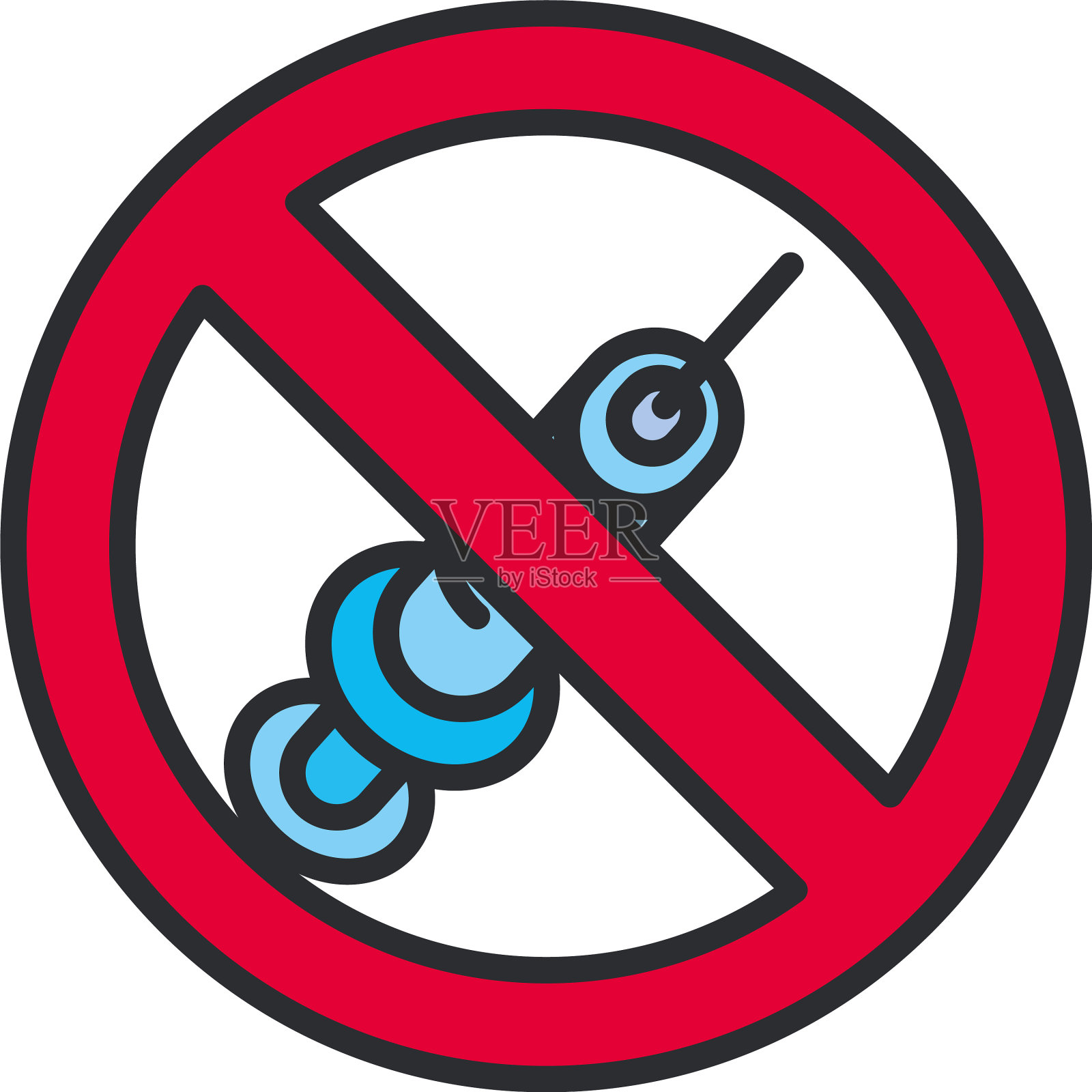 医用注射有禁线和填充式图标素材