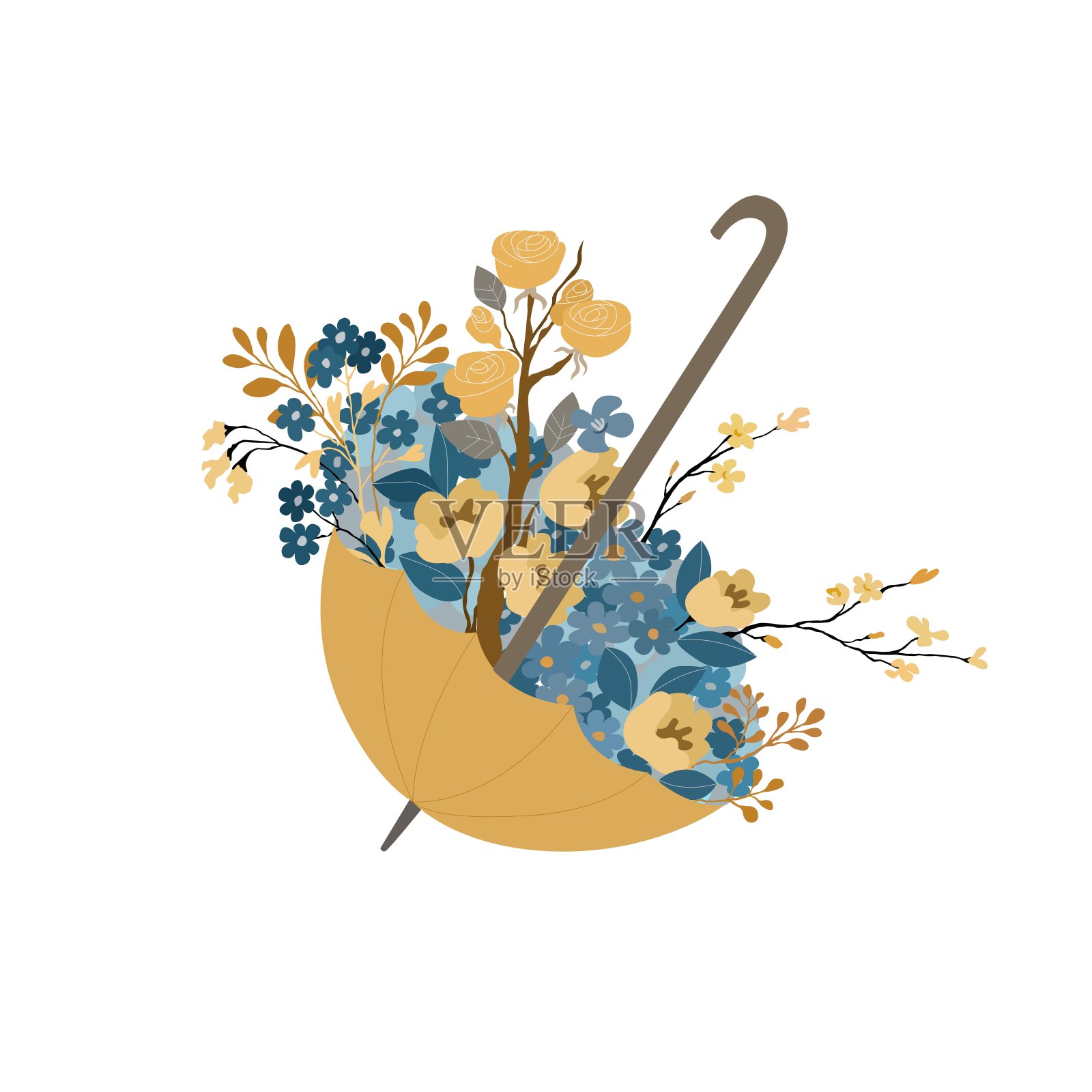 用伞组成花束插画图片素材