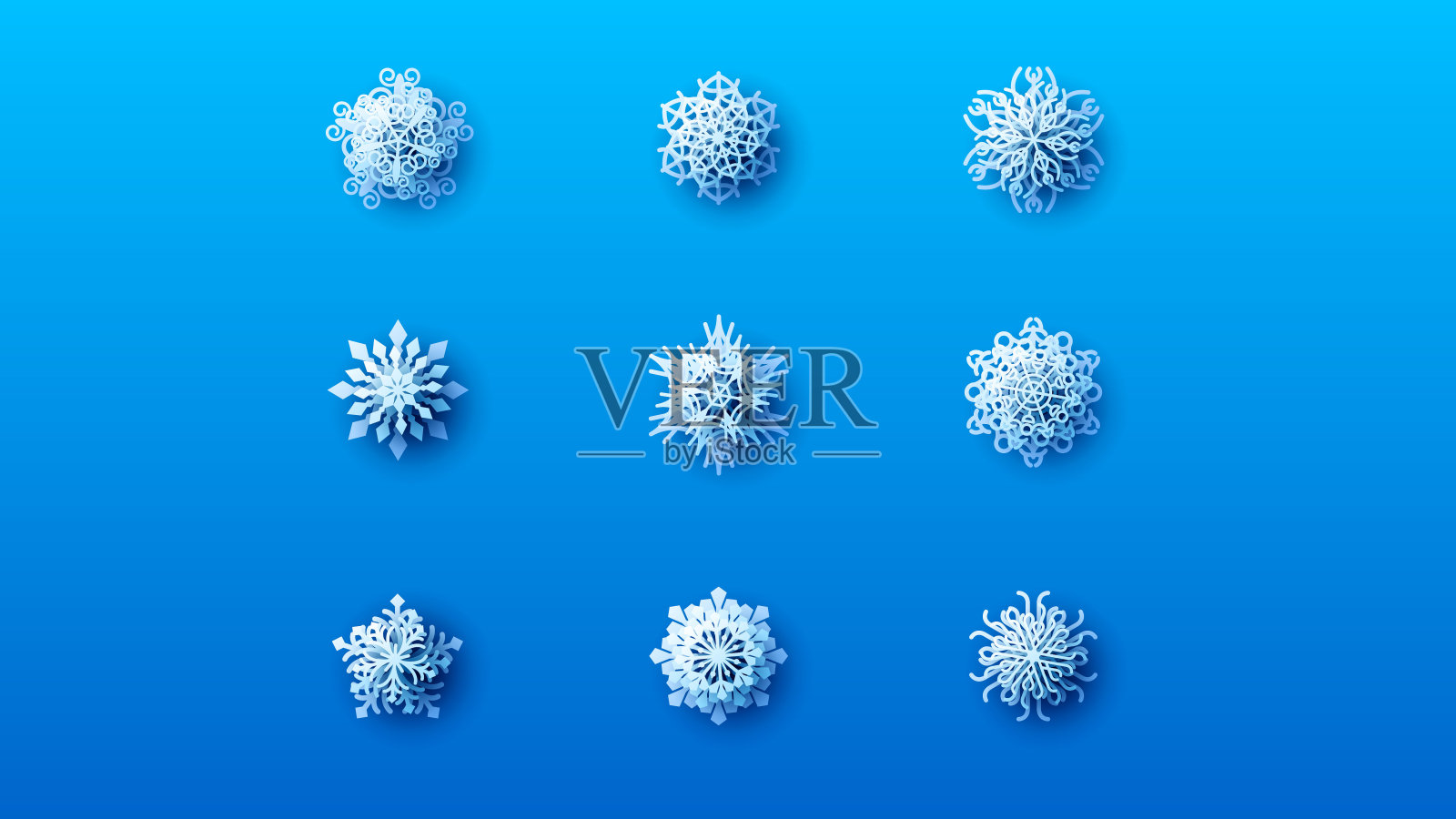 集白色收集雪花剪纸矢量设计风格插画图片素材