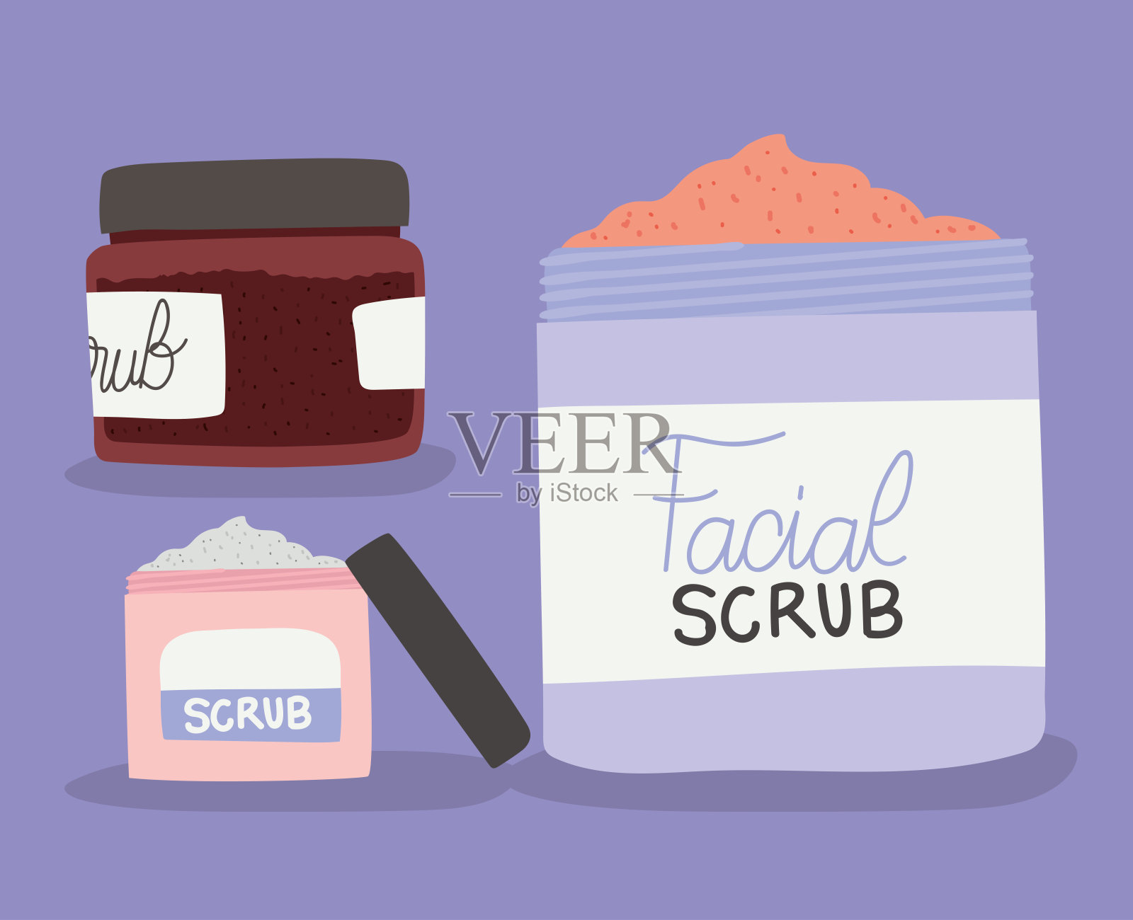 一套护肤磨砂膏插画图片素材