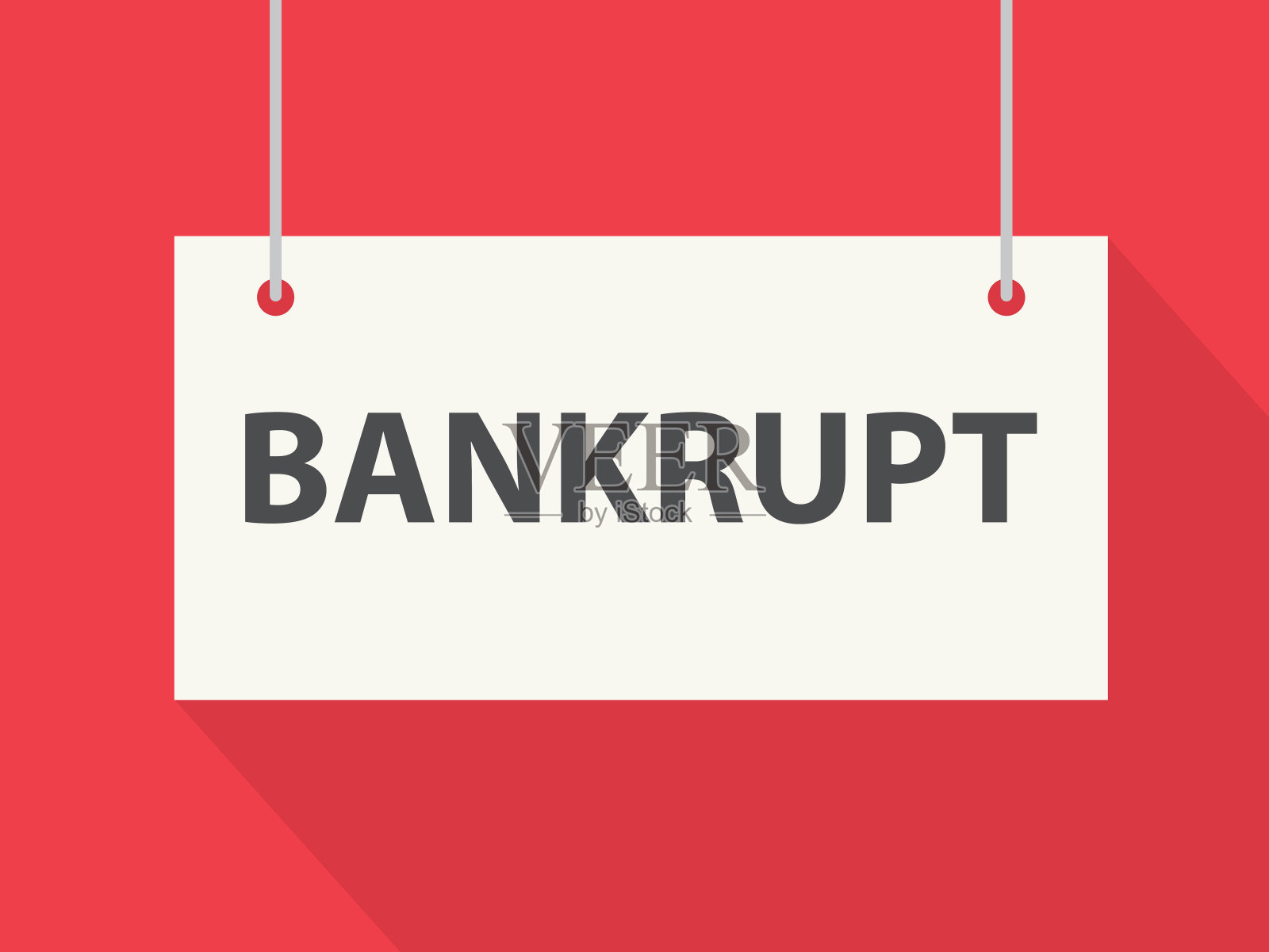 带有破产标志的悬挂告示插画图片素材