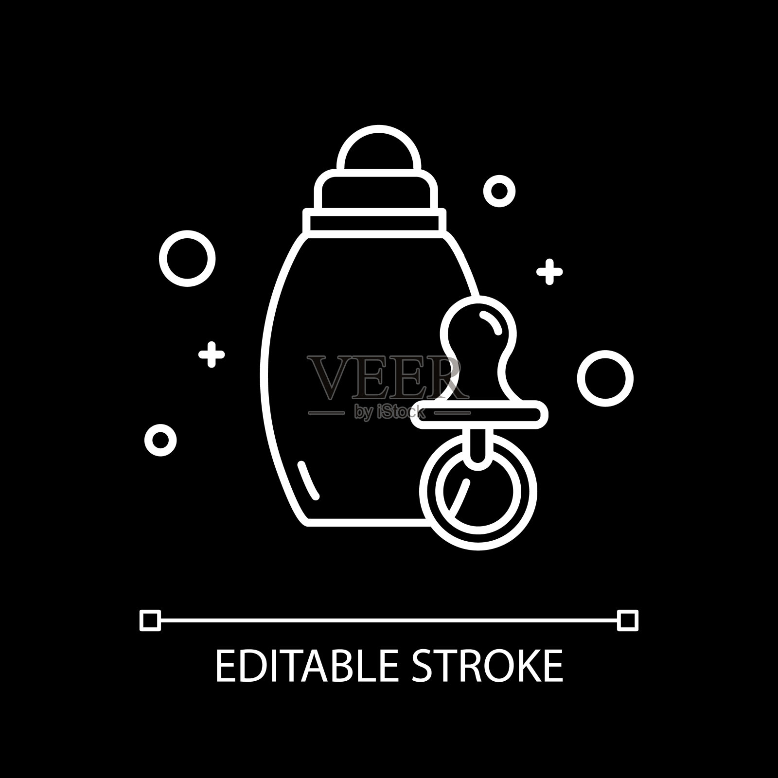 婴儿护理白色线性图标为黑暗主题设计元素图片