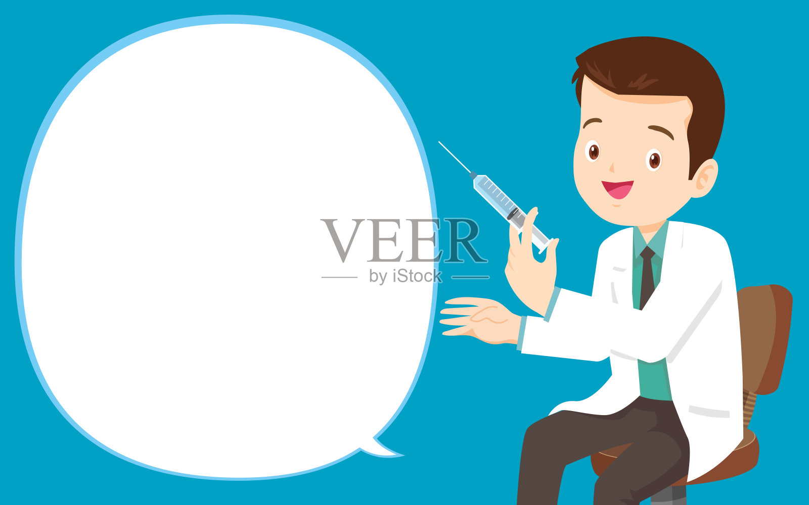智能医生注射注射器与疫苗插画图片素材