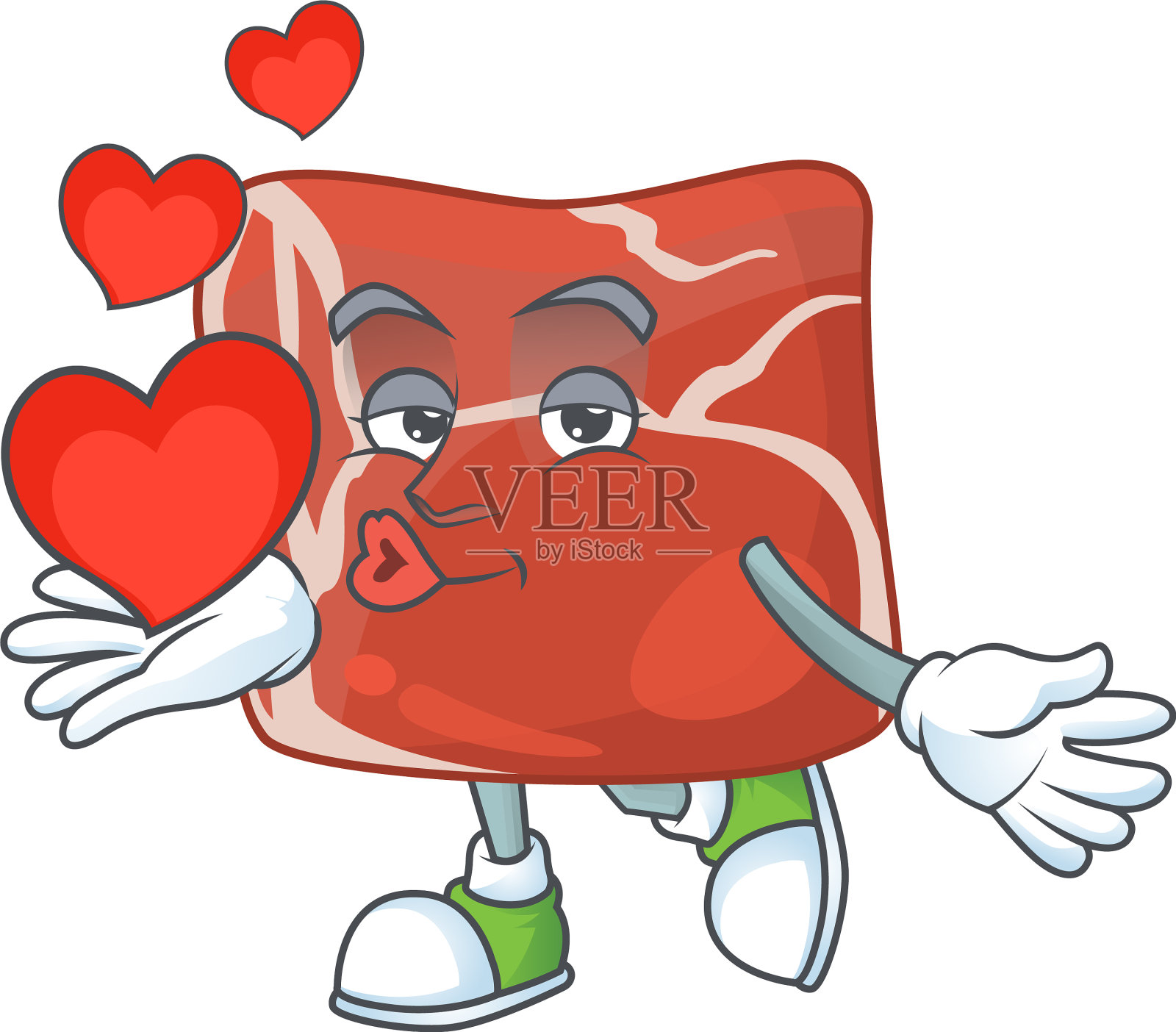 一个有爱心的浪漫卡通人物牛肉设计元素图片