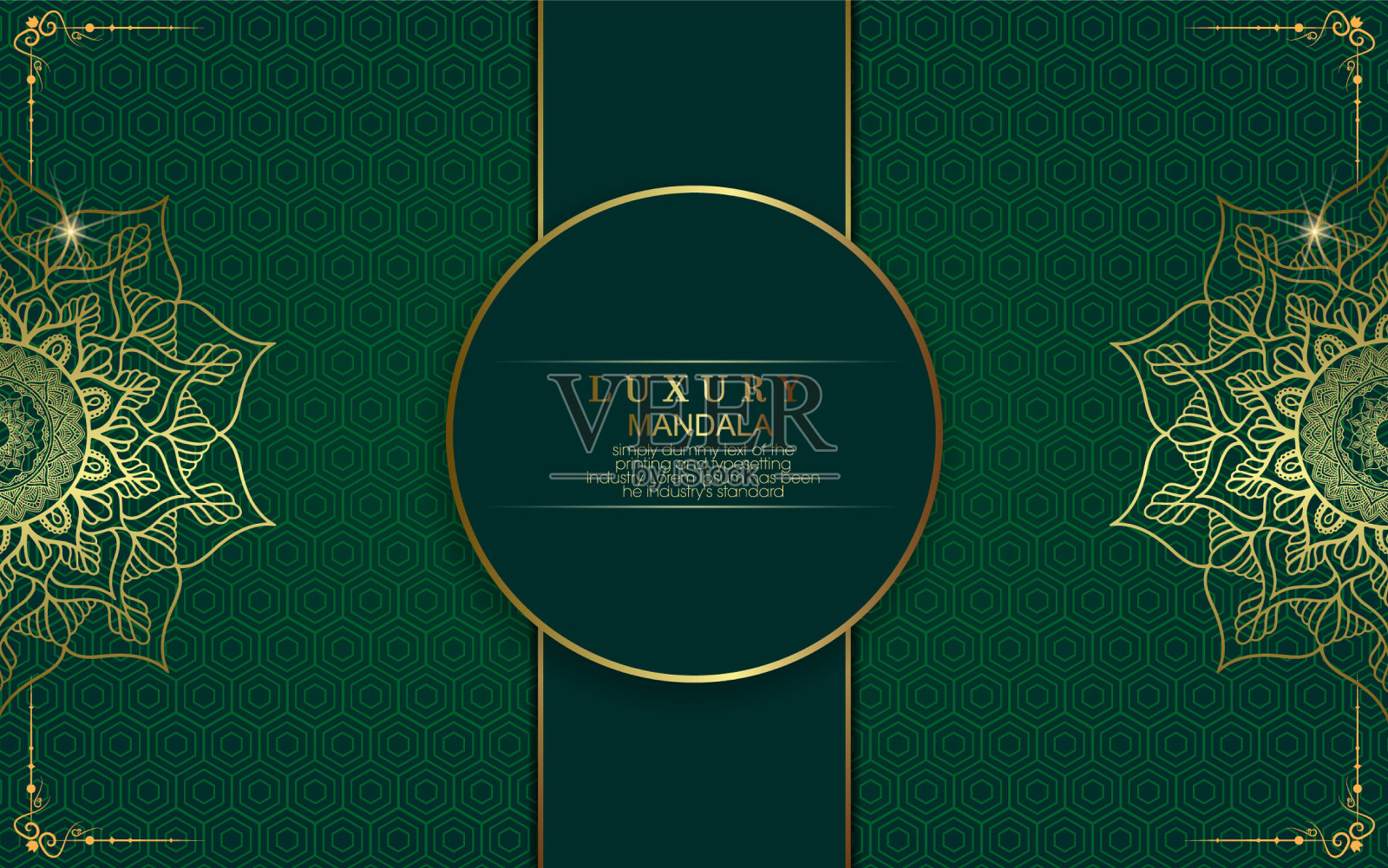 奢华的黄金曼陀罗华丽的背景婚礼插画图片素材