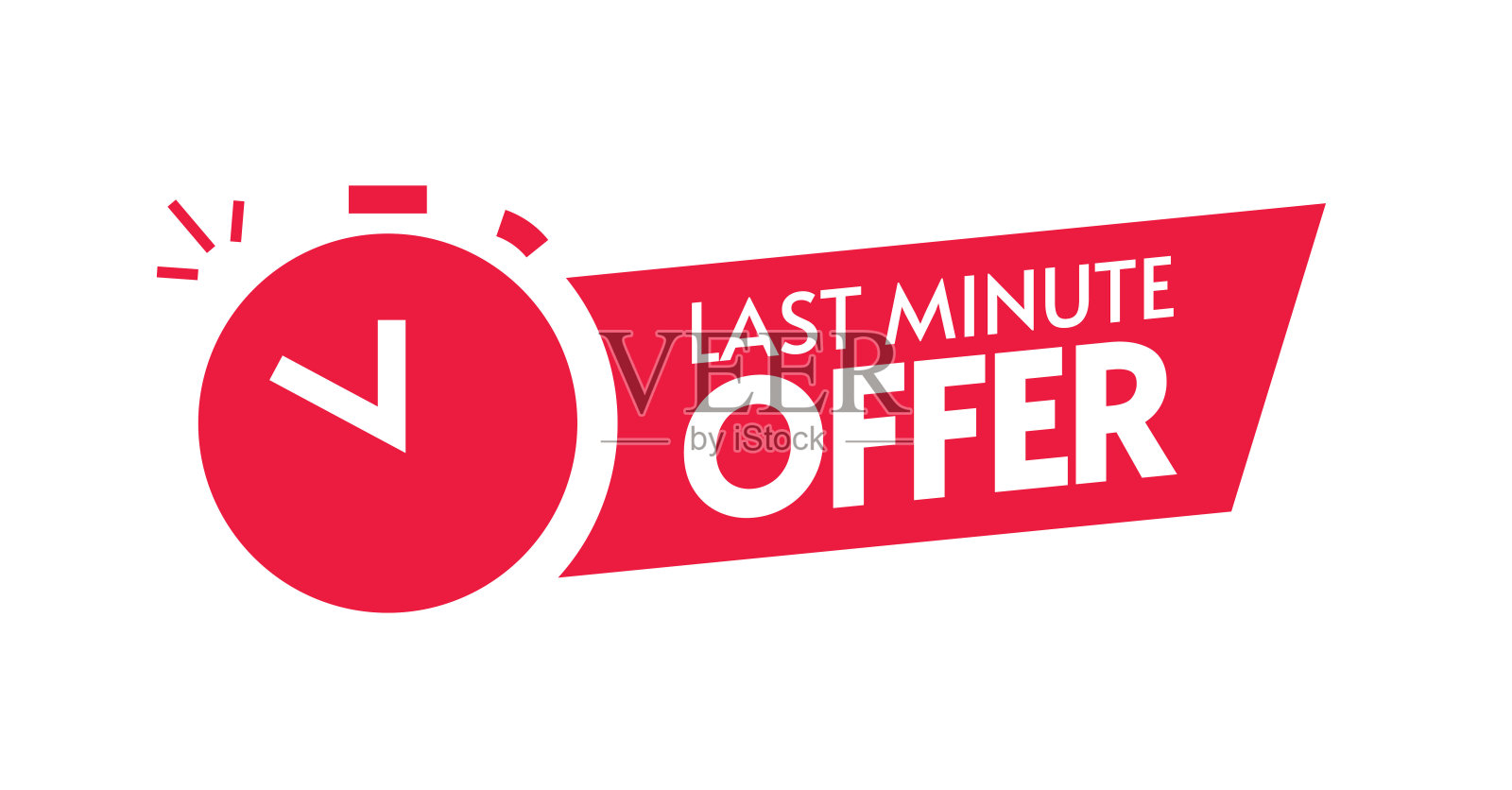 最后一分钟提供红色图标矢量标志，折扣贴纸标签，限时销售特别促销标签，闹钟与机会促销文字符号设计孤立剪贴画设计元素图片