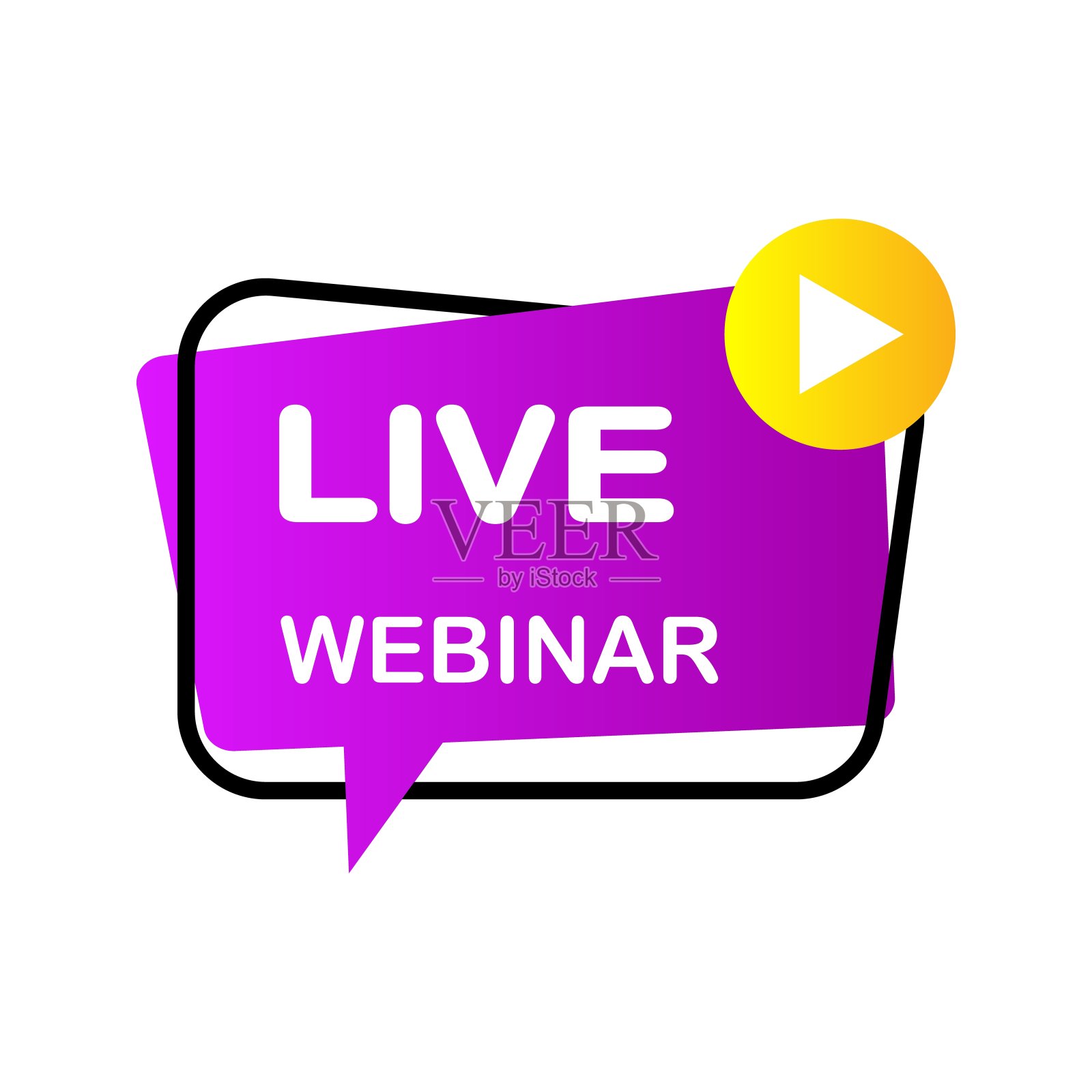 紫色“现场”网络研讨会，图标，网络传播，标志，标签，矢量插图插画图片素材