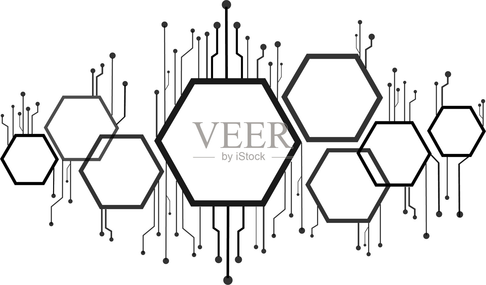 摘要蜂箱六边形工艺线插画图片素材