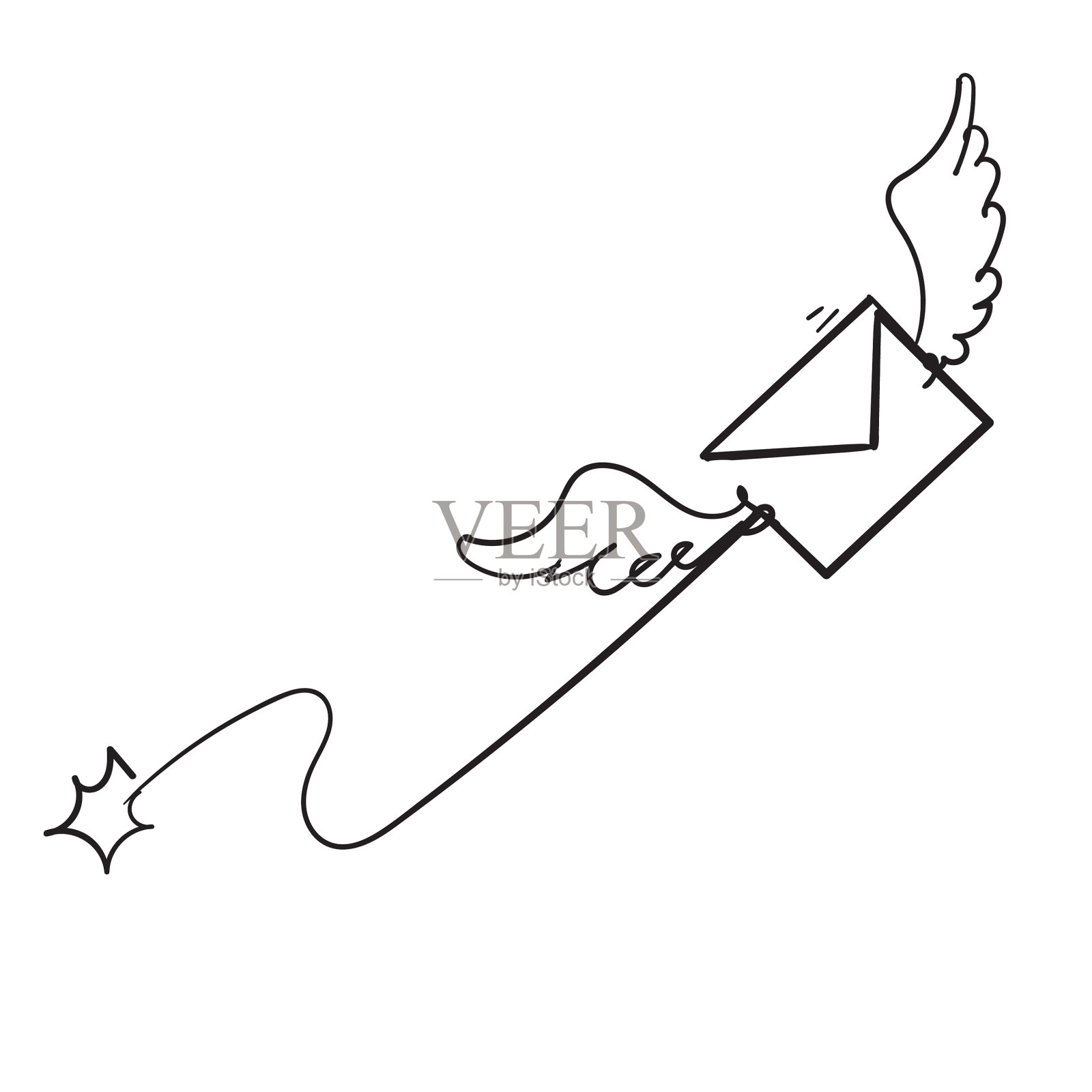 手绘发送信息信封图标涂鸦设计元素图片