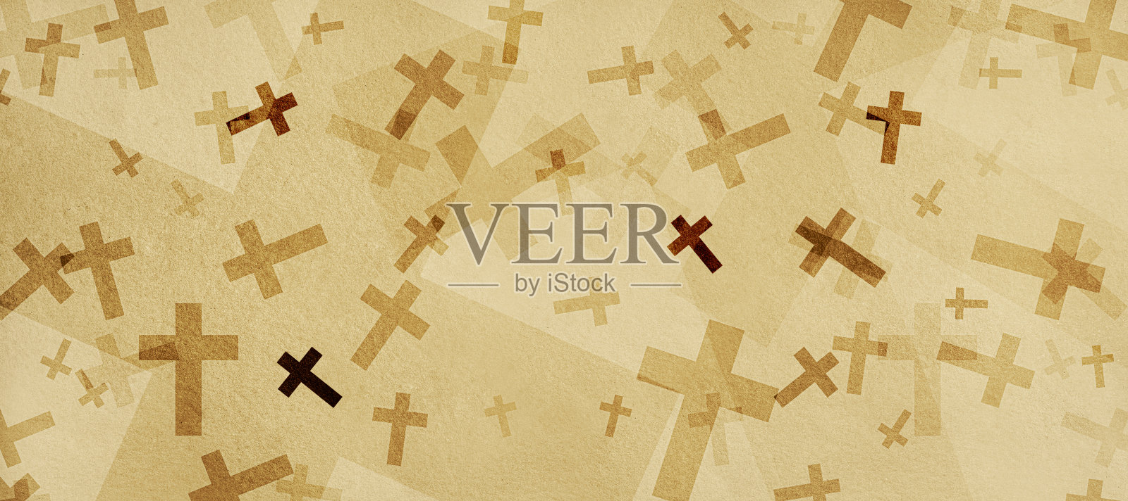 宗教米色背景与各种色调和大小交叉插画图片素材