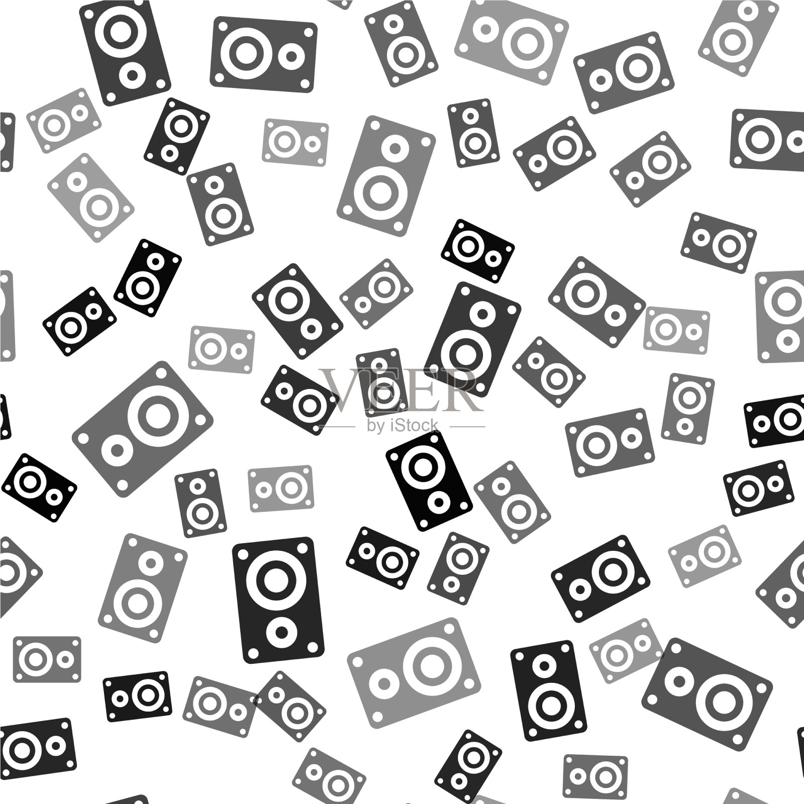 黑色立体声扬声器图标隔离无缝插画图片素材