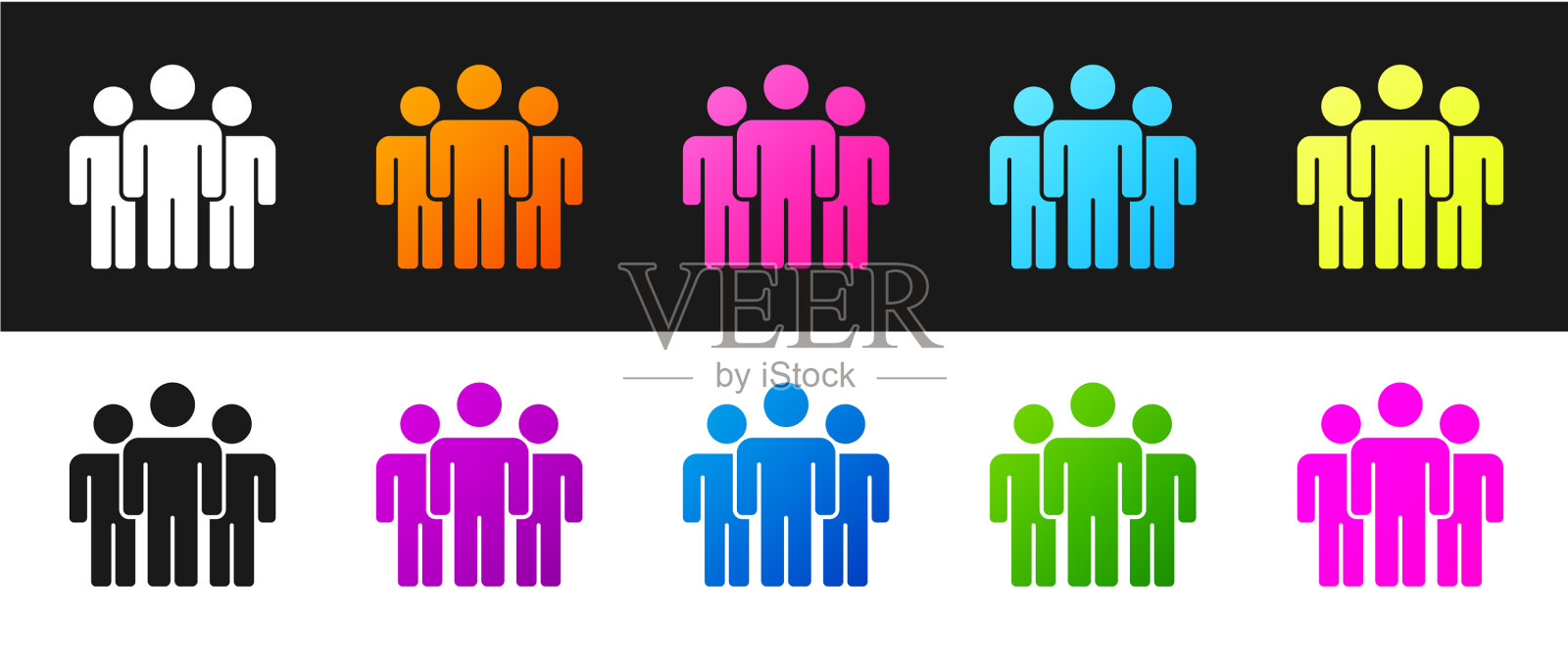 设置用户组图标隔离在黑色和白色图标素材