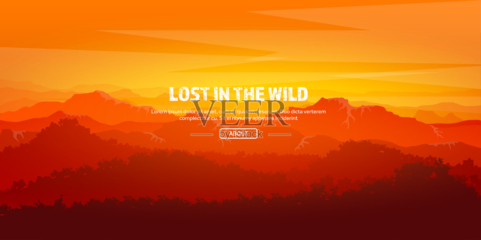 山和森林。野生自然景观。旅行和adventure.Panorama。进了树林。地平线。树木,雾插画图片素材