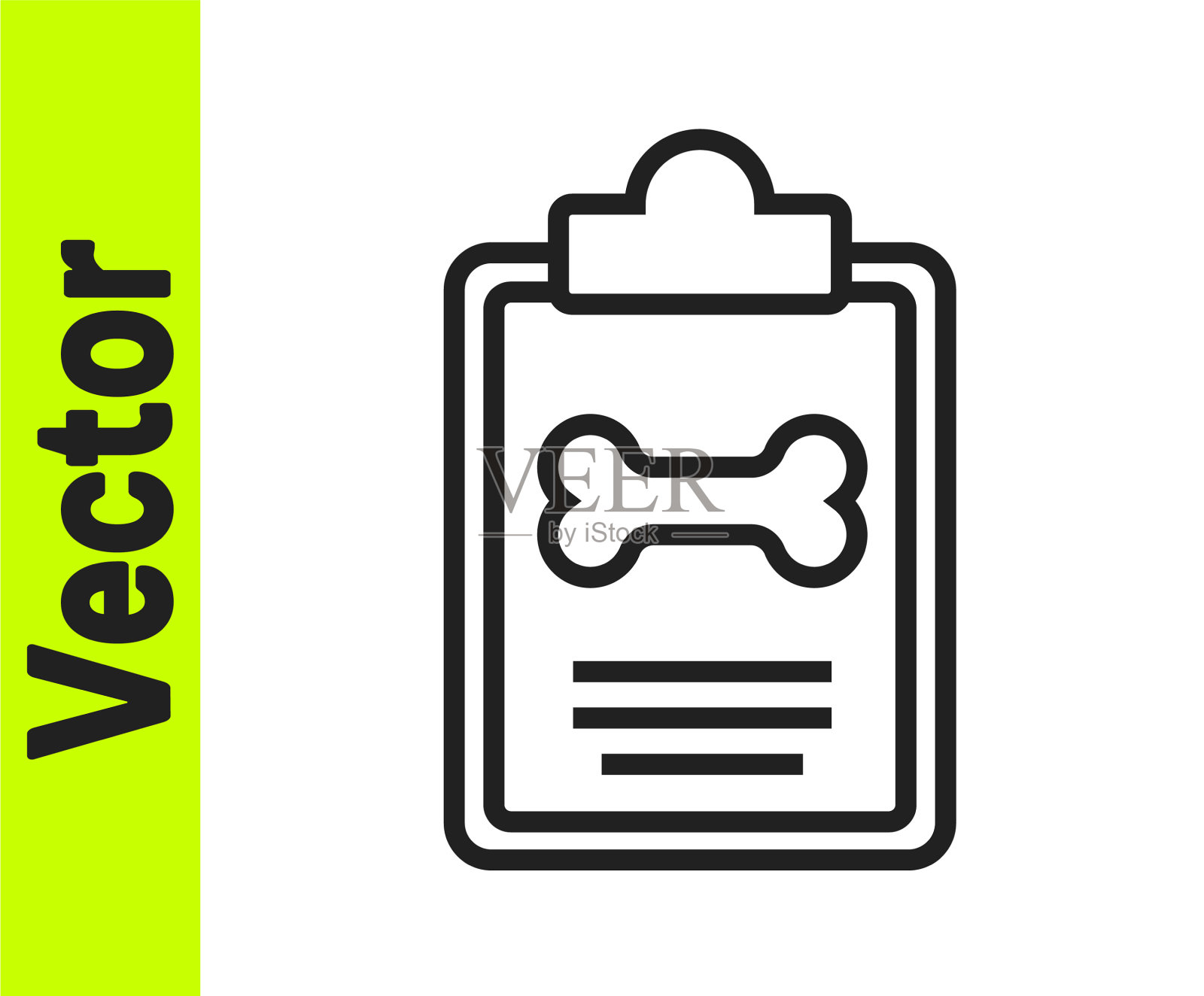 有医疗临床记录的黑线剪贴板插画图片素材