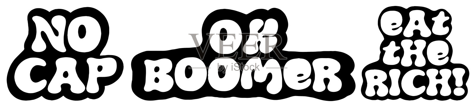 Gen Z短语，不盖，ok boomer，吃丰富的矢量插图剪辑艺术插画图片素材
