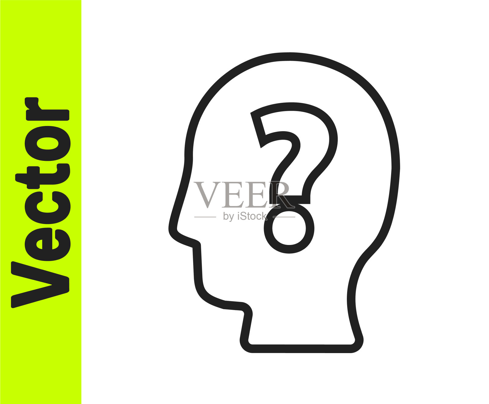 黑线人形头部带问号图标插画图片素材