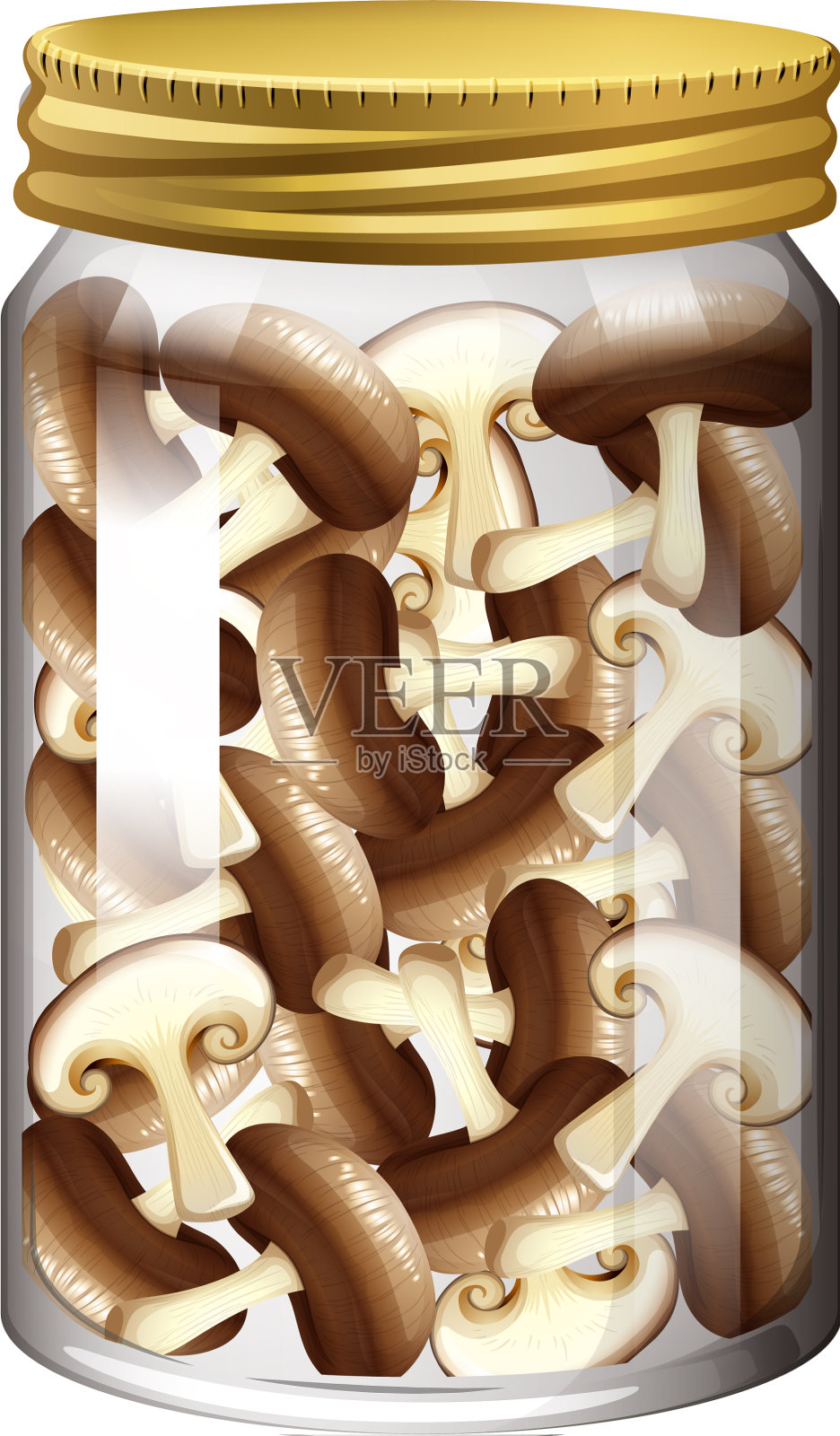 玻璃瓶蘑菇插画图片素材