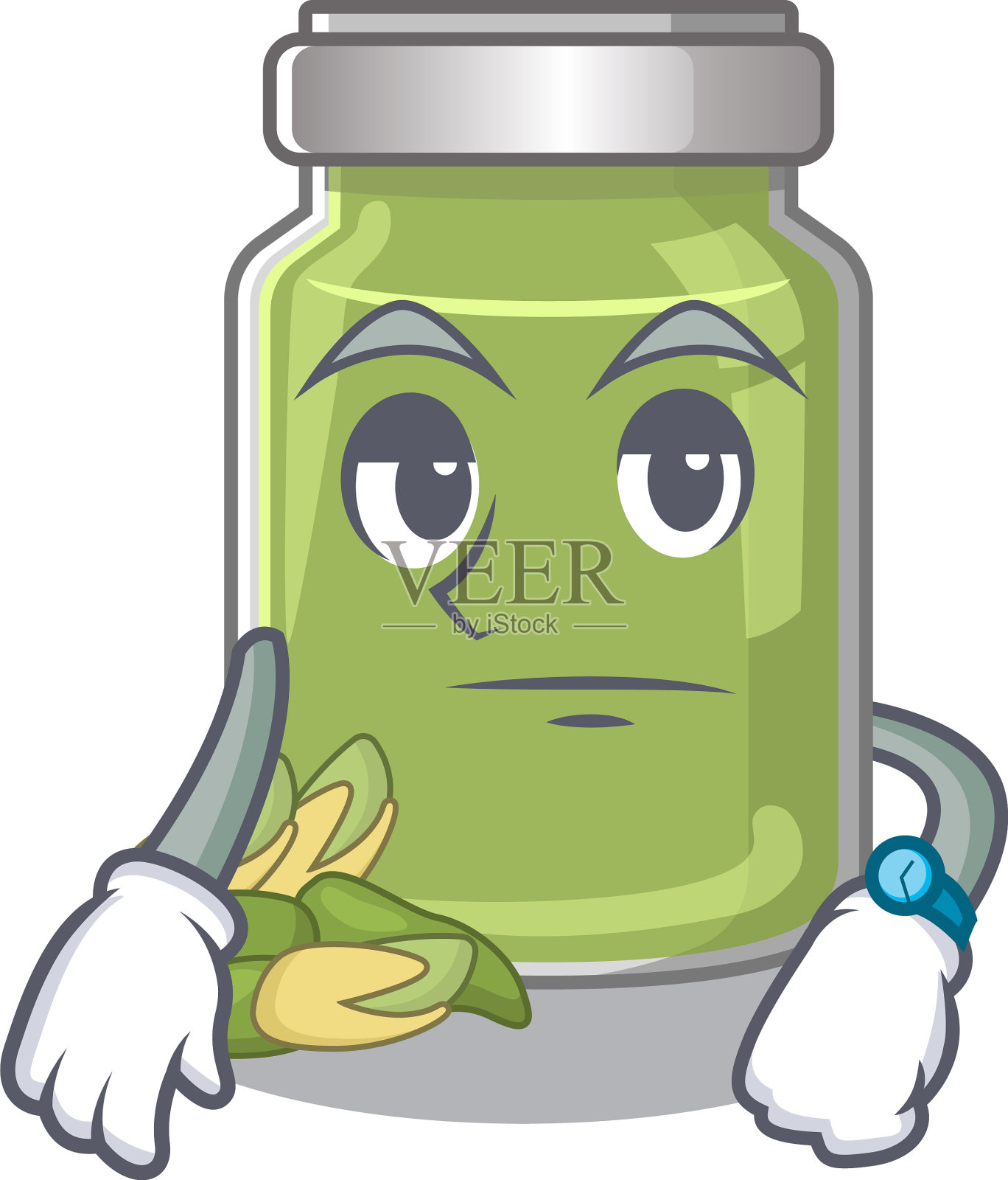 卡通人物设计开心果黄油上插画图片素材