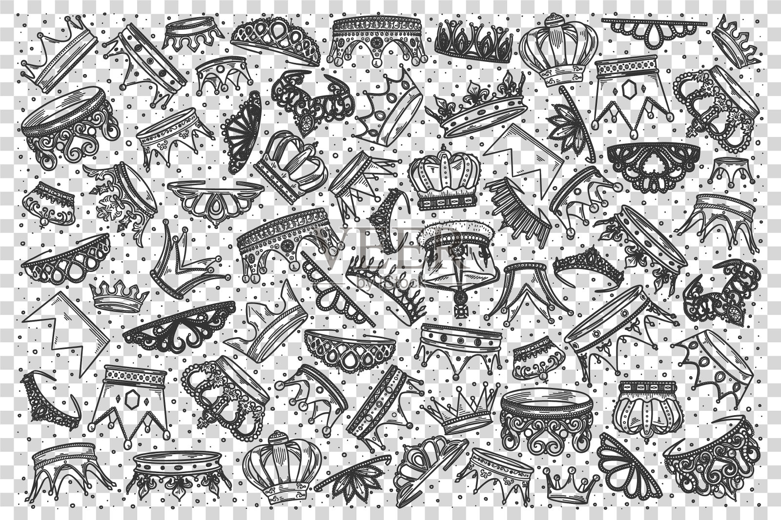 冠涂鸦集插画图片素材