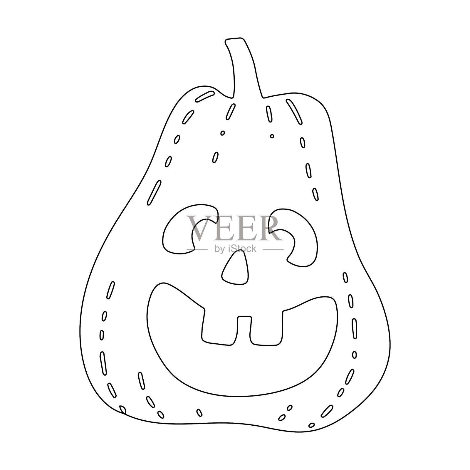 万圣节笑鬼南瓜涂鸦黑色插画图片素材