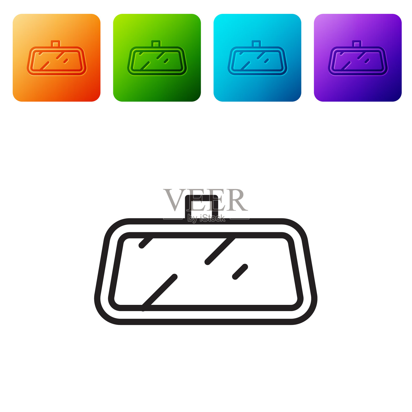 黑线车镜图标孤立在白色插画图片素材