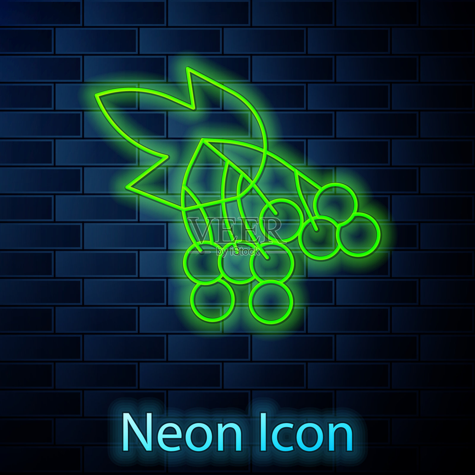 发光的氖线枝荚蒾或荚蒾插画图片素材