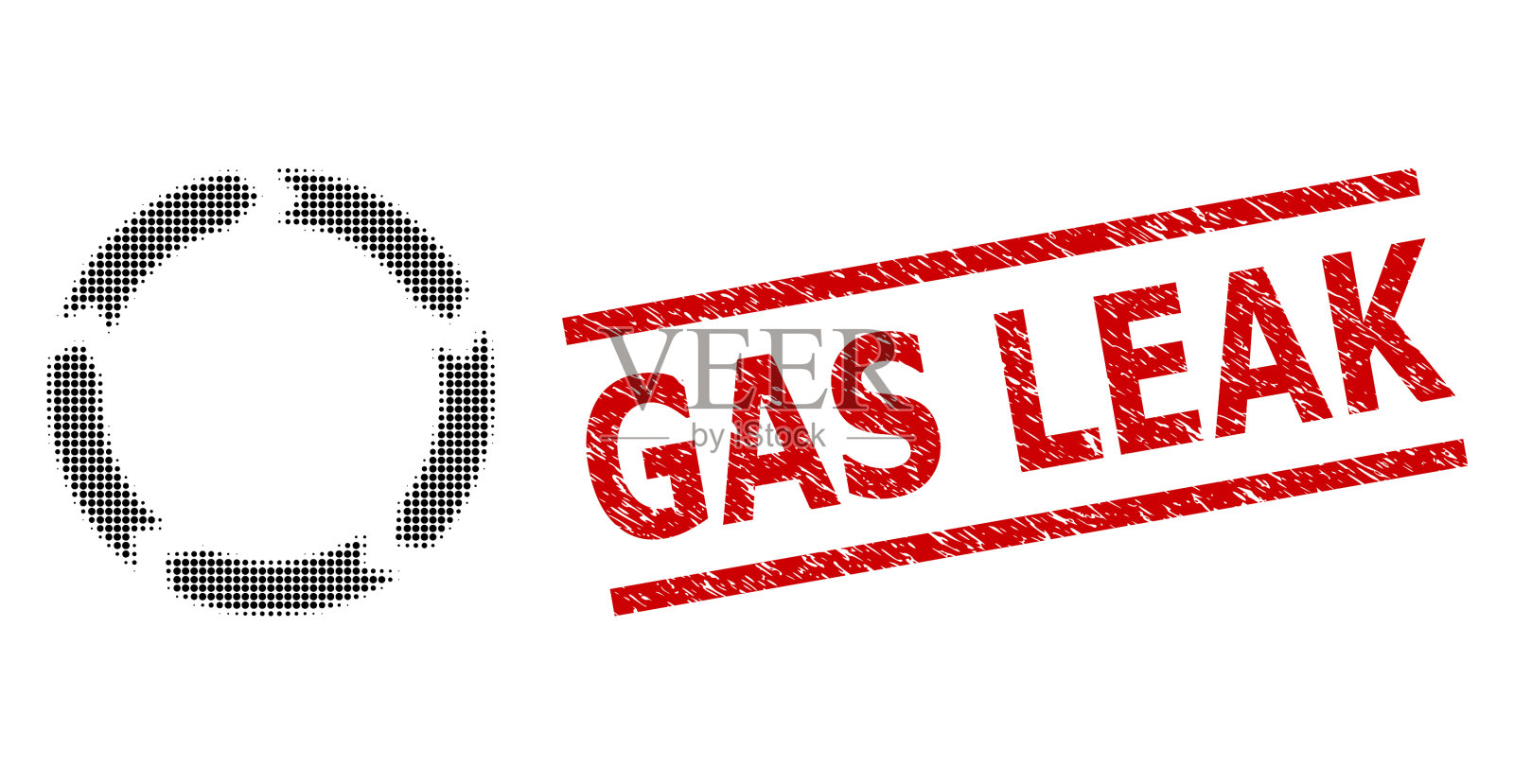 擦伤的气体泄漏密封和半色调点插画图片素材