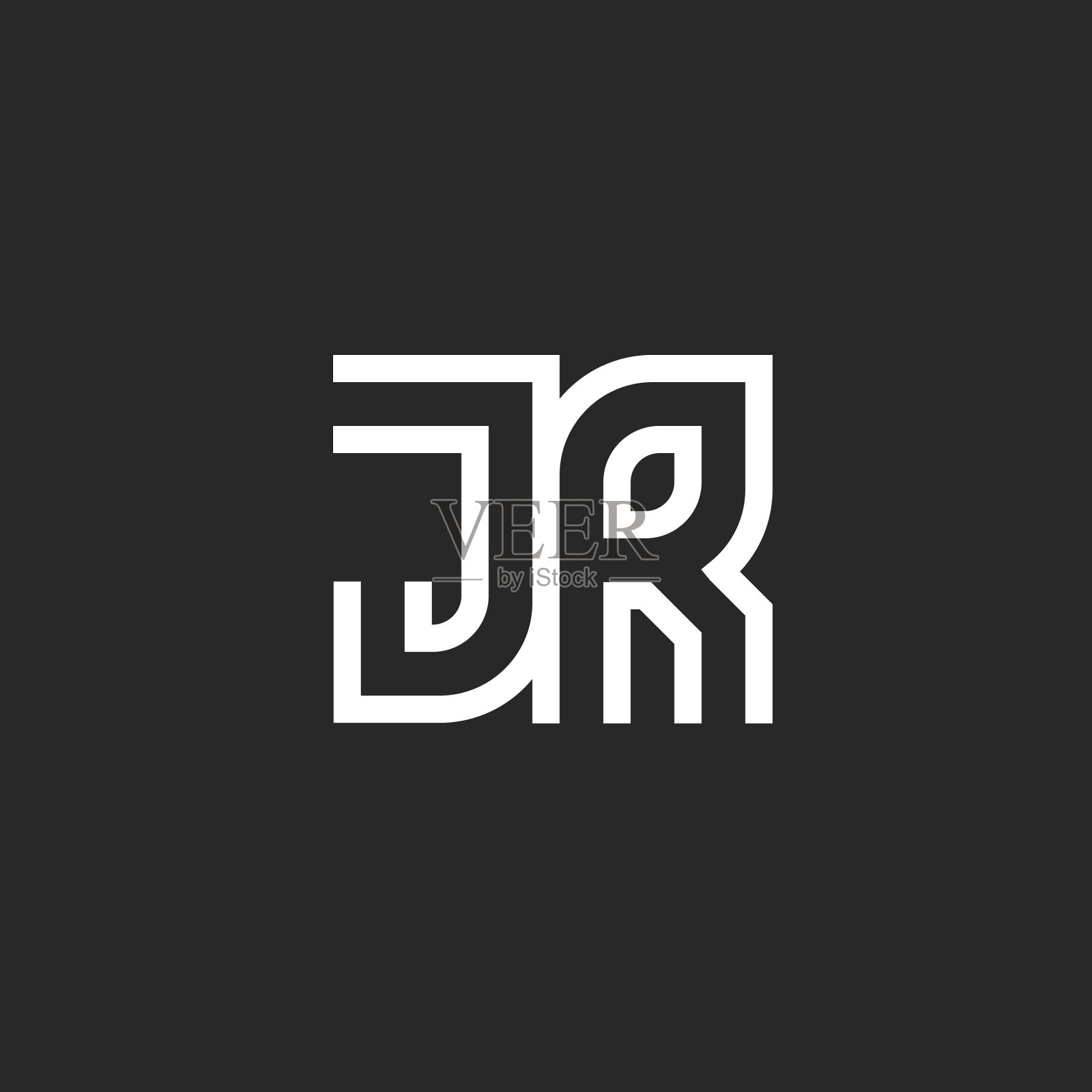 字母标志jr或rj字母首字母两个插画图片素材