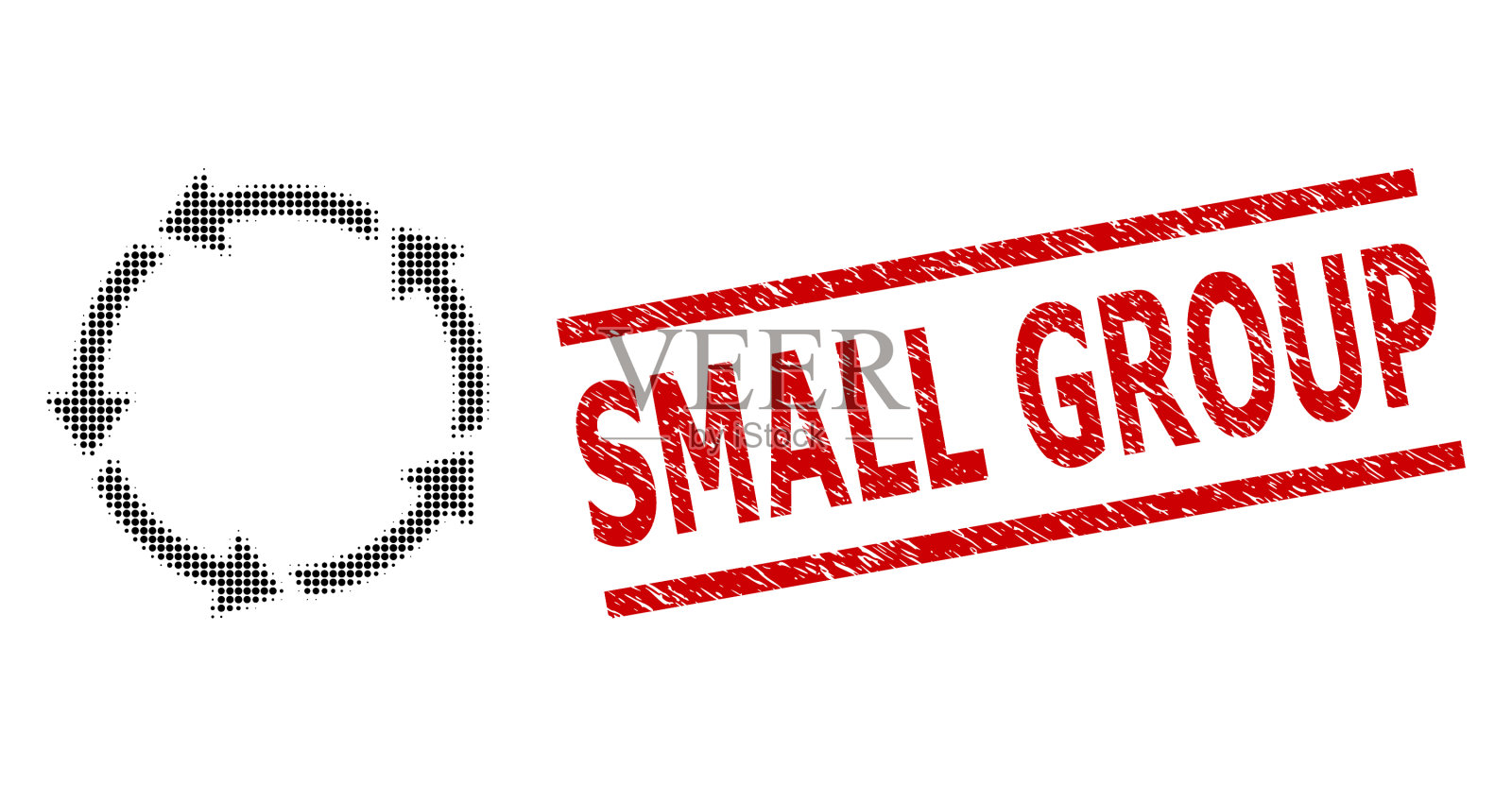 遇险小团体盖章和半色调点缀图标素材