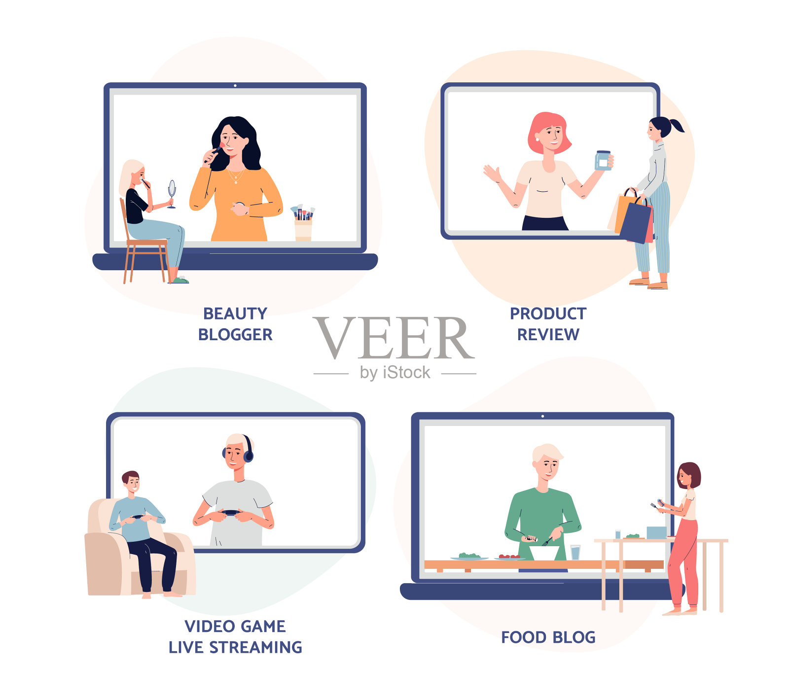 设置符号的视频教程平坦插画图片素材