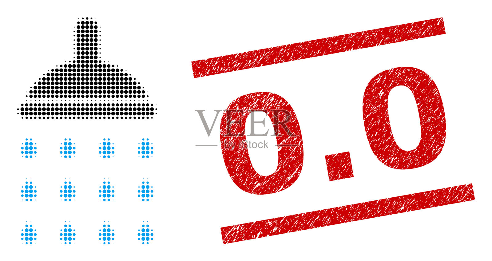 Grunge 00印章和半色调星点淋浴插画图片素材