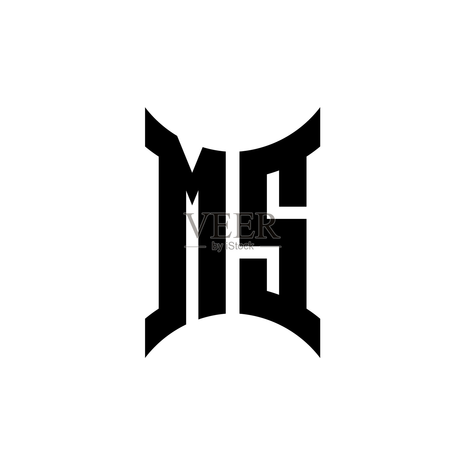 印有字母的女士标志有弯曲的一面插画图片素材