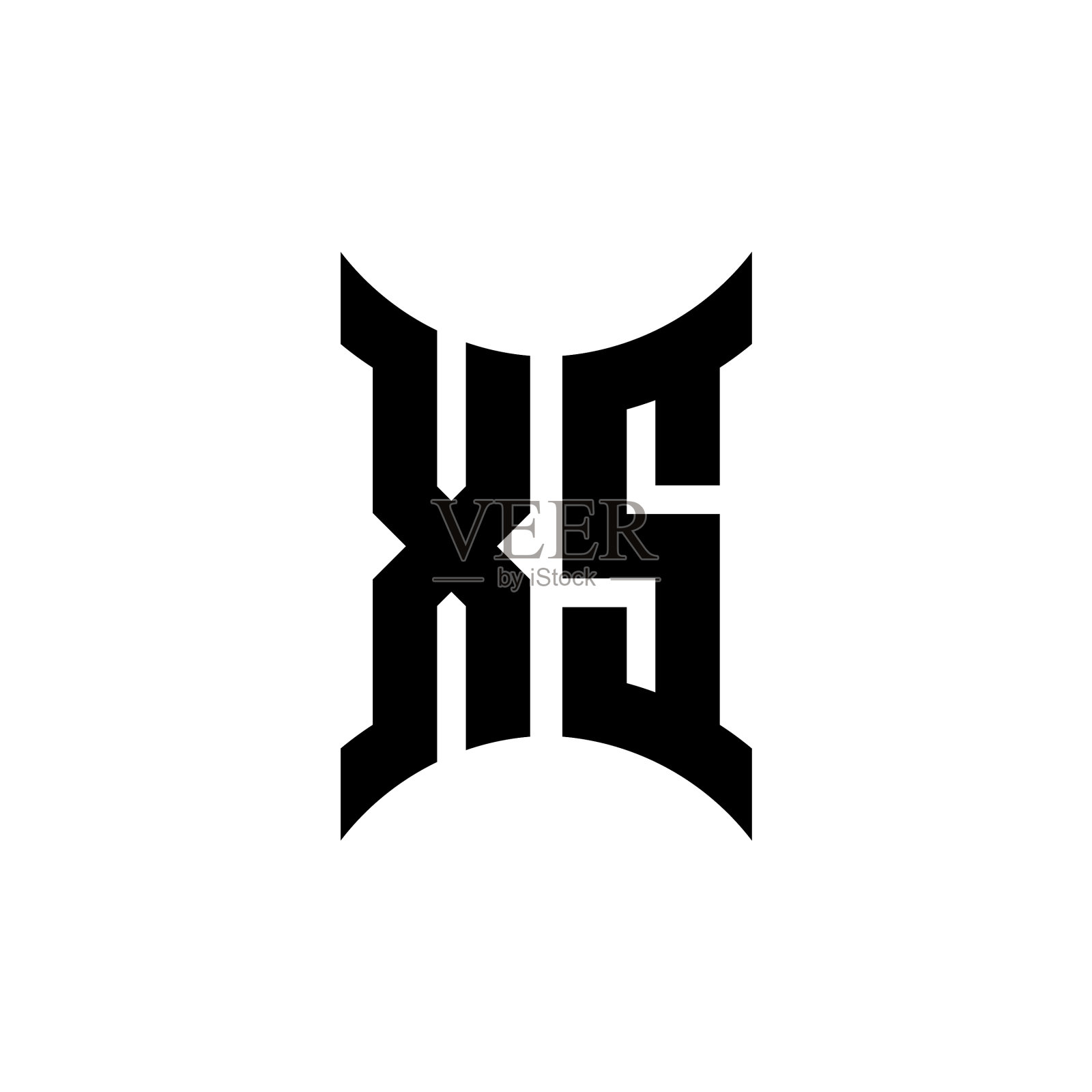 带有曲线边的x字母标志插画图片素材