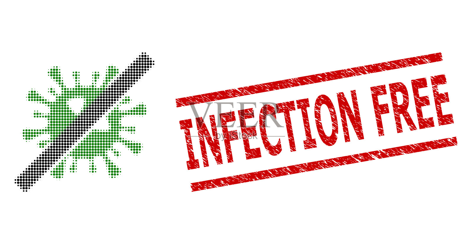 无垃圾感染邮票和半色调虚线号码插画图片素材