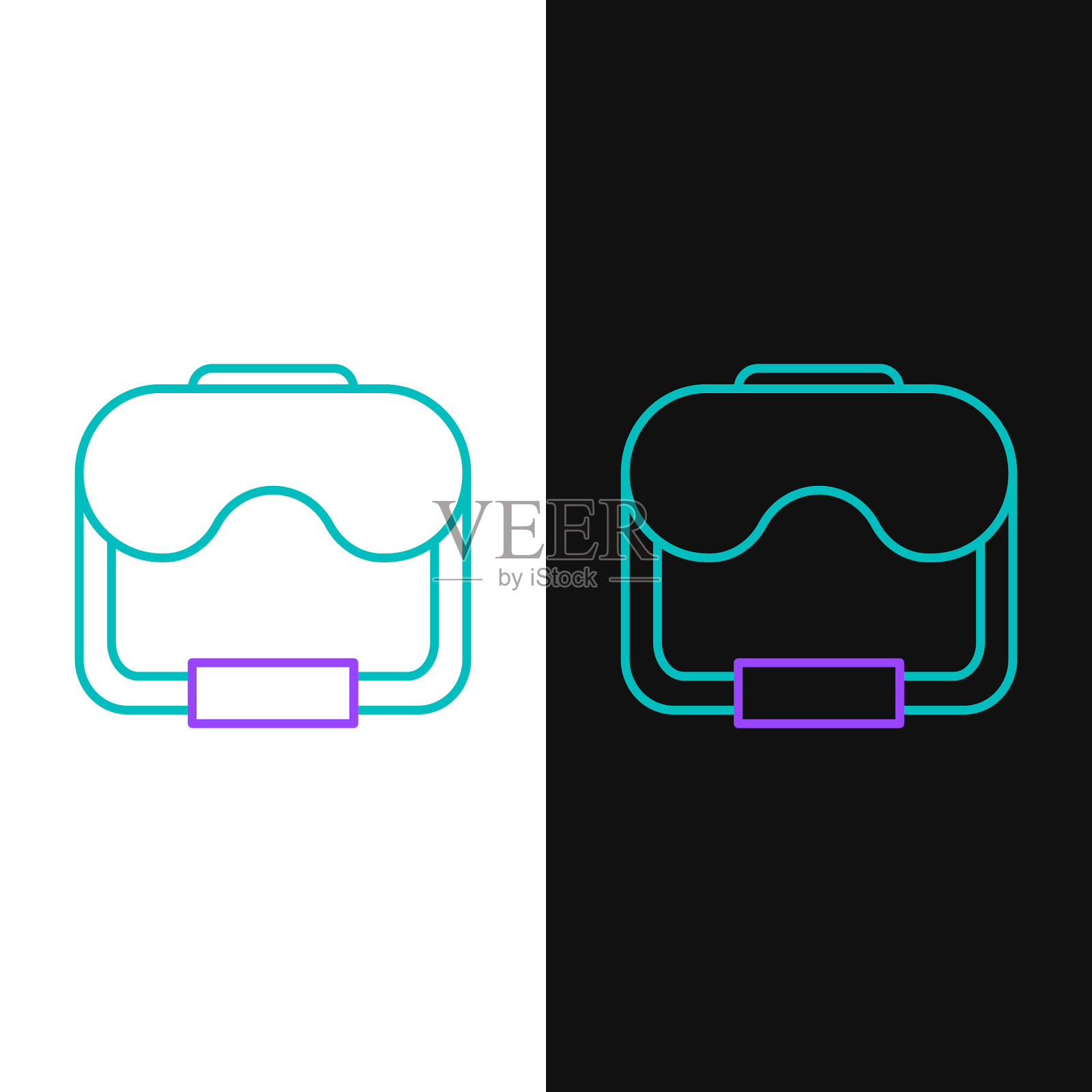 线潜水面具图标孤立在白色和黑色插画图片素材