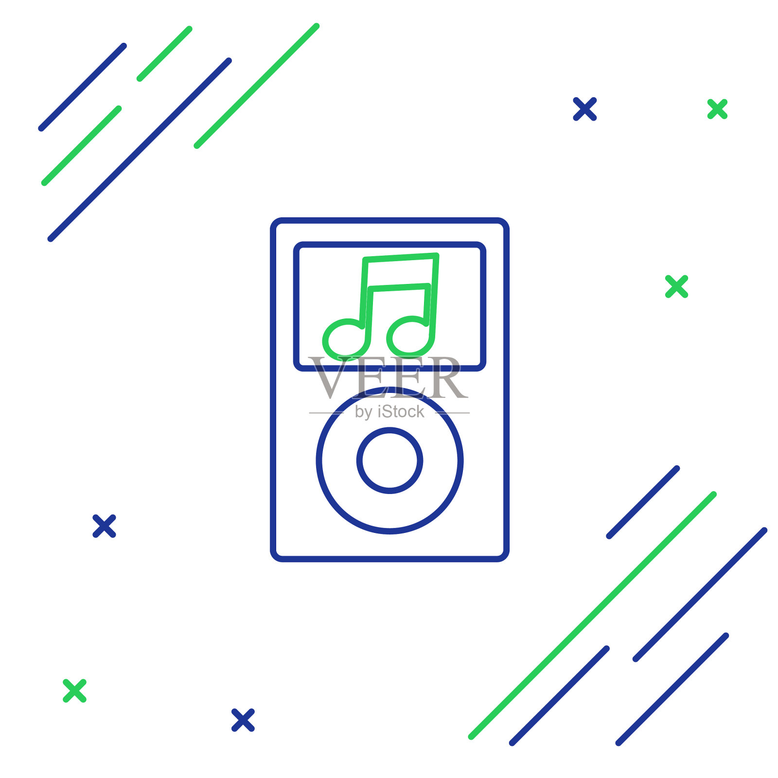 线音乐播放器图标孤立在白色插画图片素材