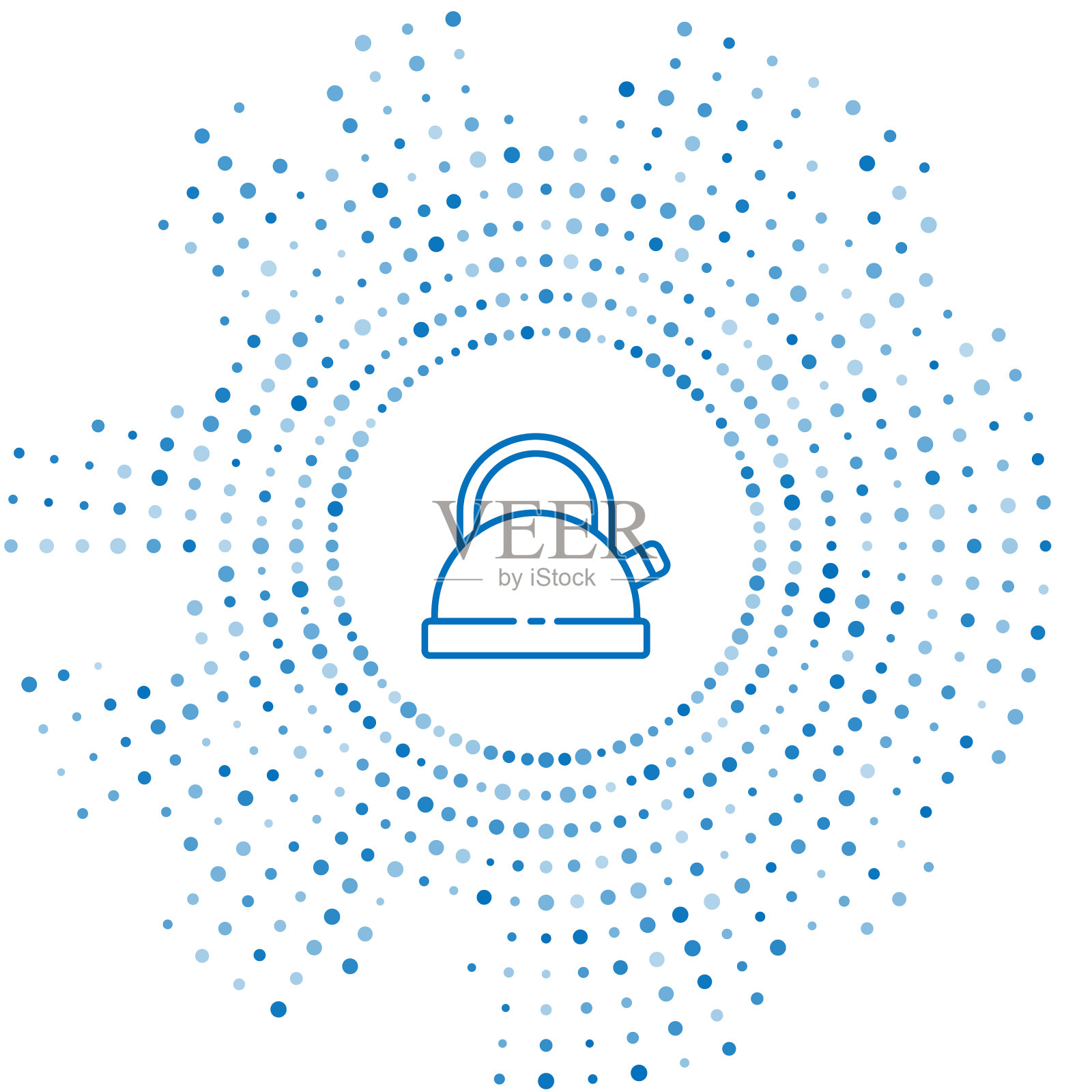 蓝色线水壶与手柄图标隔离插画图片素材