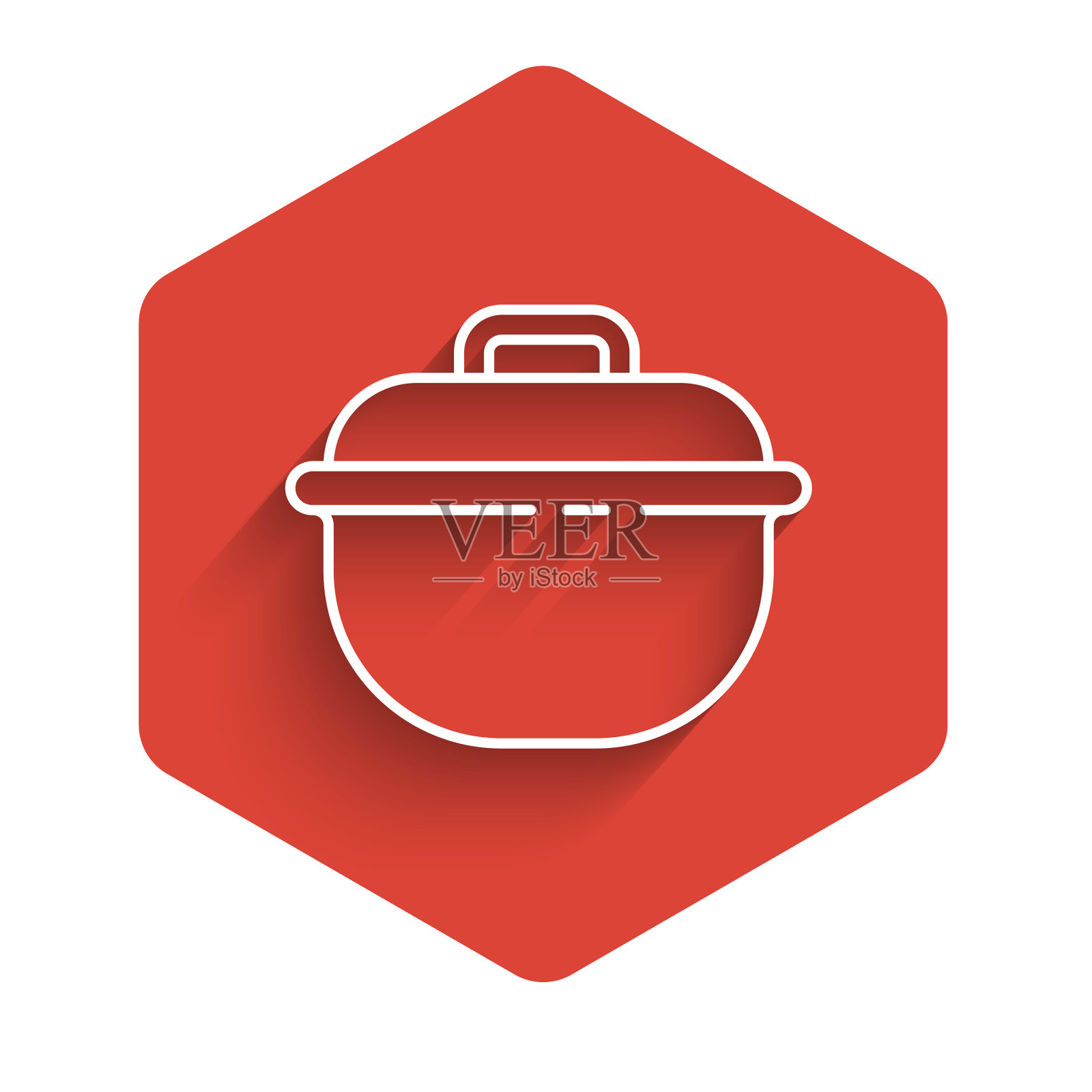 白线烹饪锅图标孤立与长插画图片素材