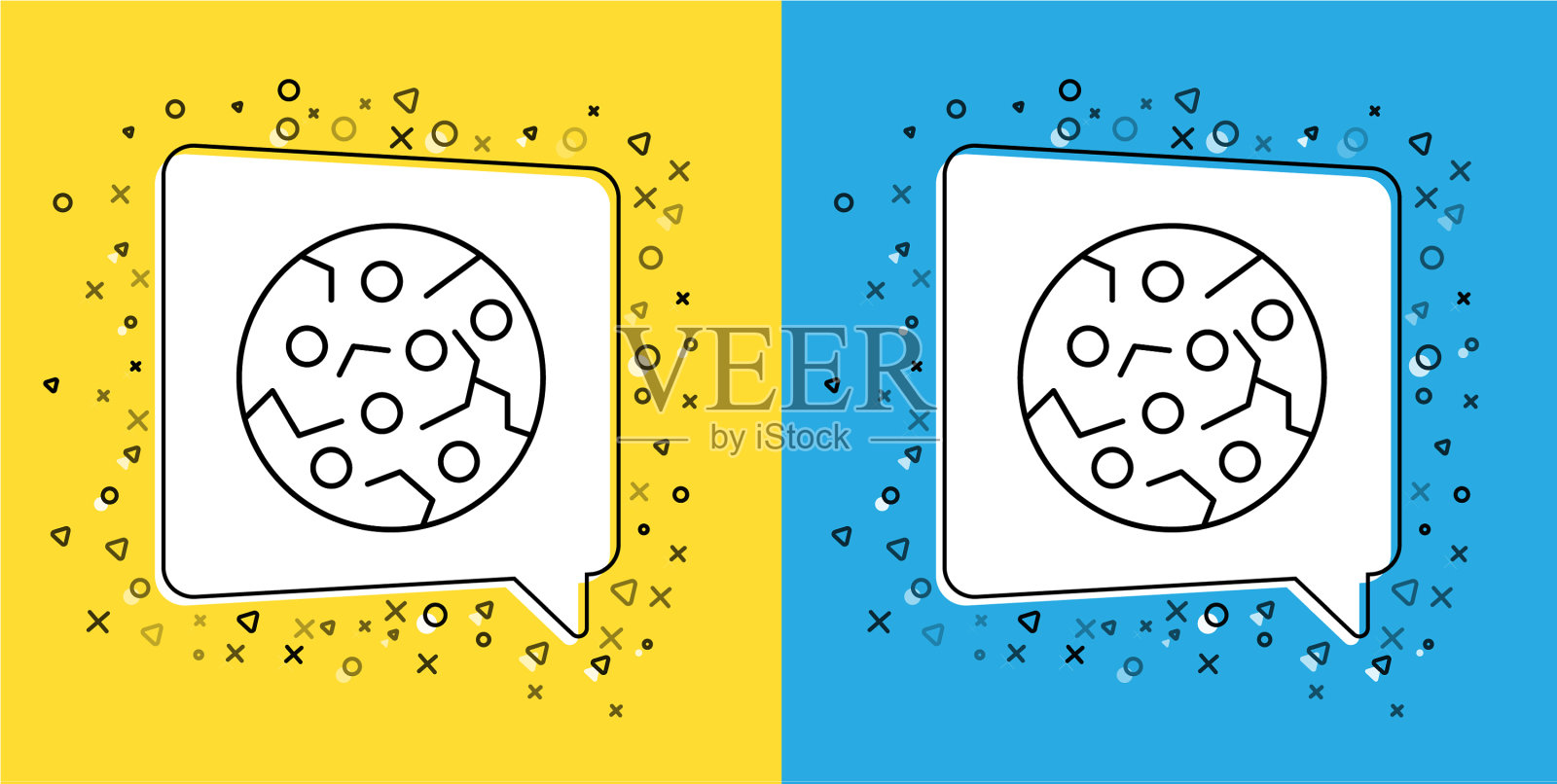 设置线饼干或饼干与巧克力图标图标素材